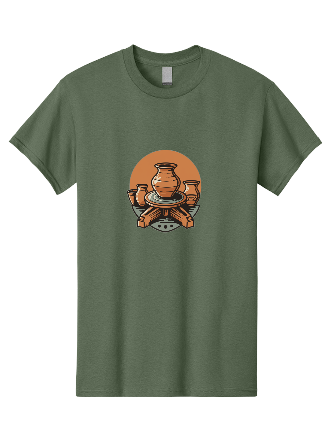 Pottery-Wheel-1 Men'S Graphic Tee, 100% Cotton, Comfortable Casual Summer Wear, Machine Washable, Pottery Wheel, Clay Pot, Ceramic Art, Handmade Crafts, Traditional Pottery, Potter'S Wheel In Action, Clay Modeling, Artisanal Crafts Bab249