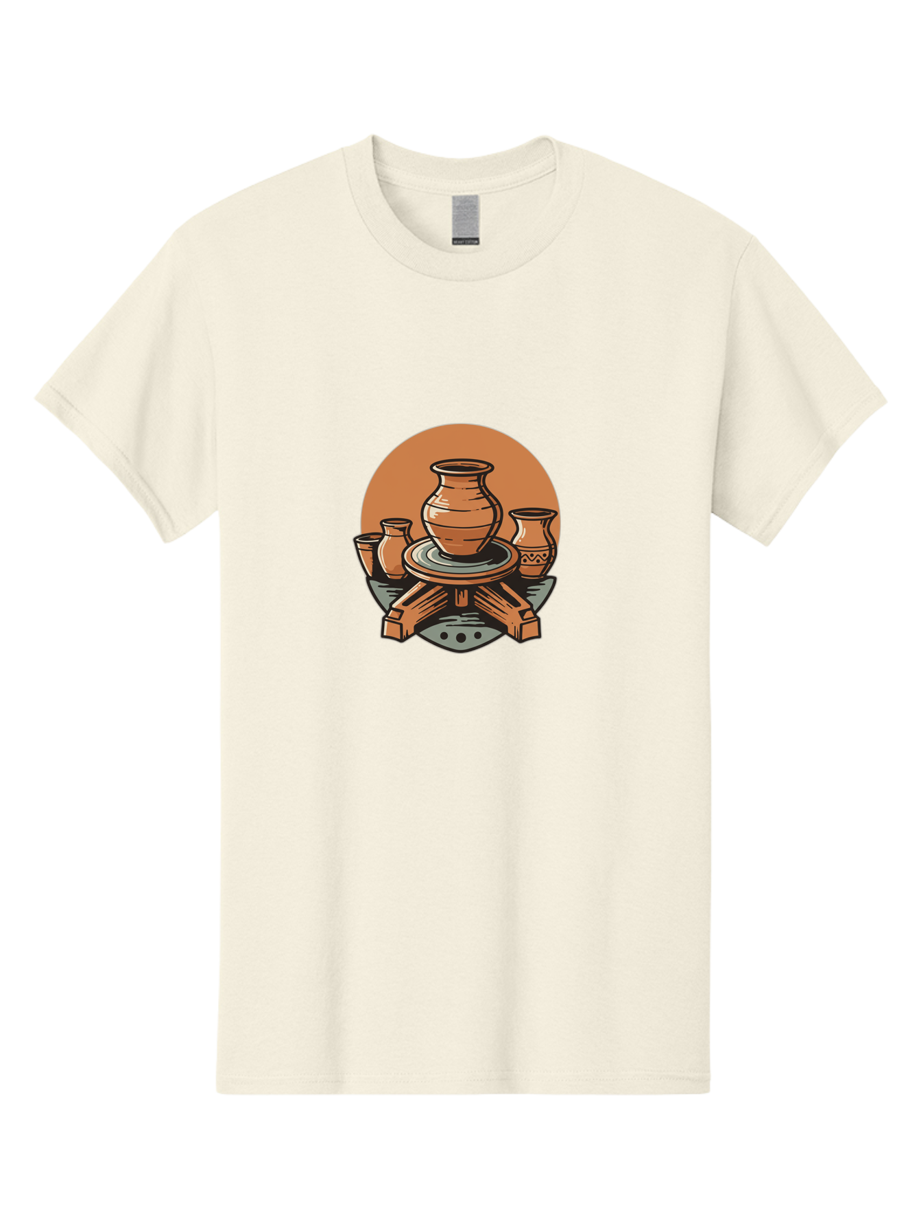 Pottery-Wheel-1 Men'S Graphic Tee, 100% Cotton, Comfortable Casual Summer Wear, Machine Washable, Pottery Wheel, Clay Pot, Ceramic Art, Handmade Crafts, Traditional Pottery, Potter'S Wheel In Action, Clay Modeling, Artisanal Crafts Bab249