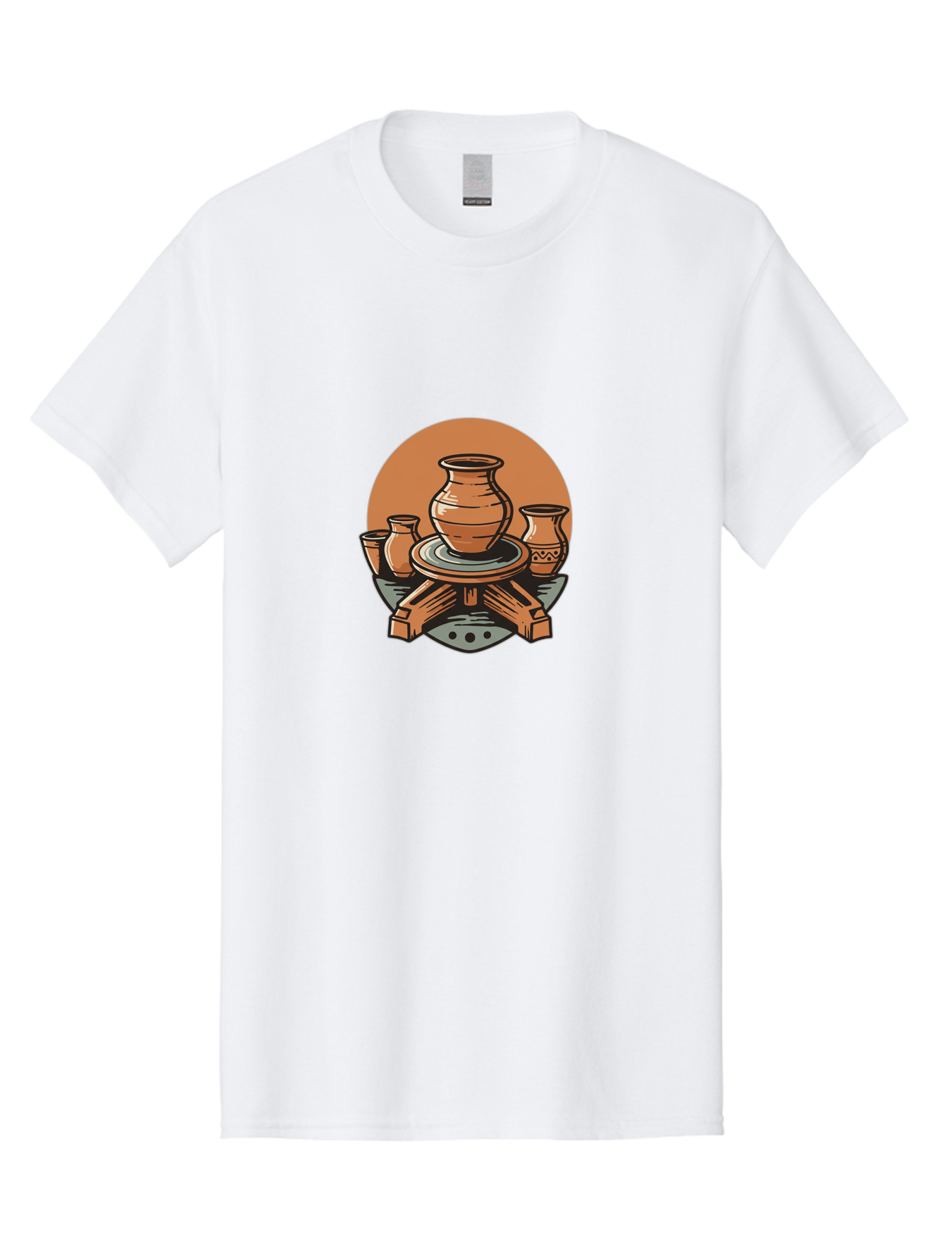 Pottery-Wheel-1 Men'S Graphic Tee, 100% Cotton, Comfortable Casual Summer Wear, Machine Washable, Pottery Wheel, Clay Pot, Ceramic Art, Handmade Crafts, Traditional Pottery, Potter'S Wheel In Action, Clay Modeling, Artisanal Crafts Bab249