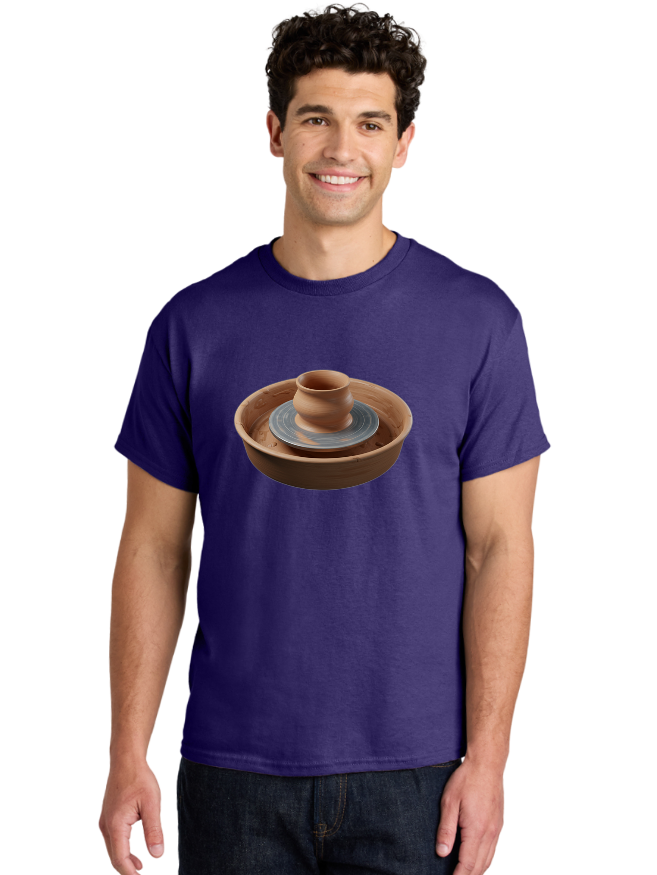 Pottery-Wheel-3 Men'S Graphic Tee, 100% Cotton, Comfortable Casual Summer Wear, Machine Washable, Pottery Wheel, Clay Pot, Ceramics, Pottery Making, Handmade Crafts, Artisanal Pottery, Clay Spinning, Creative Process, Artisan Work Bab251