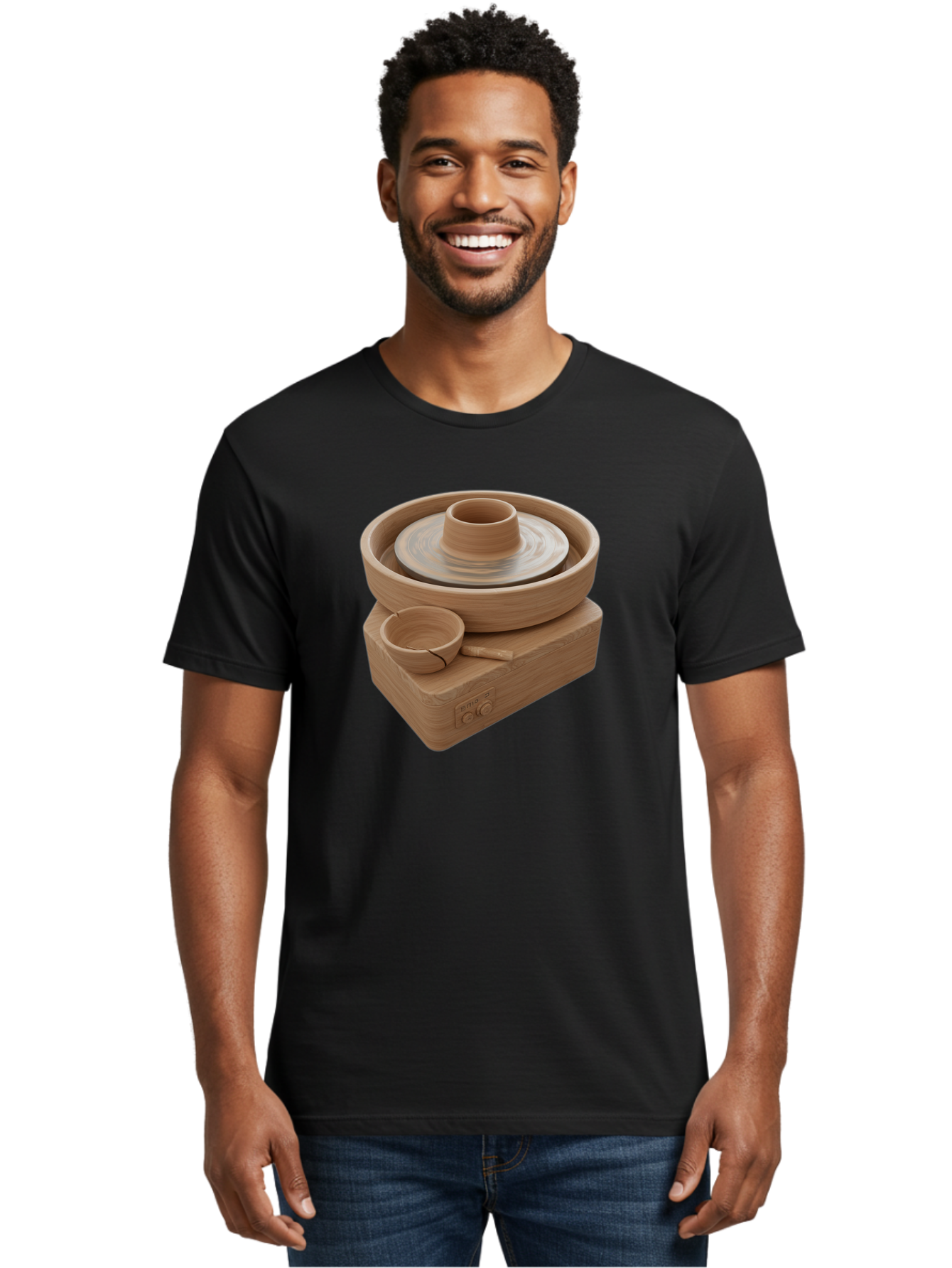 Pottery-Wheel-4 Men'S Graphic Tee, 100% Cotton, Comfortable Casual Summer Wear, Machine Washable, Potter'S Wheel, Clay Pot, Ceramics, Pottery Wheel, Handmade Crafts, Creative Art, Pottery Tools, Artisan Work, Clay Modeling, Pottery Making Bab252