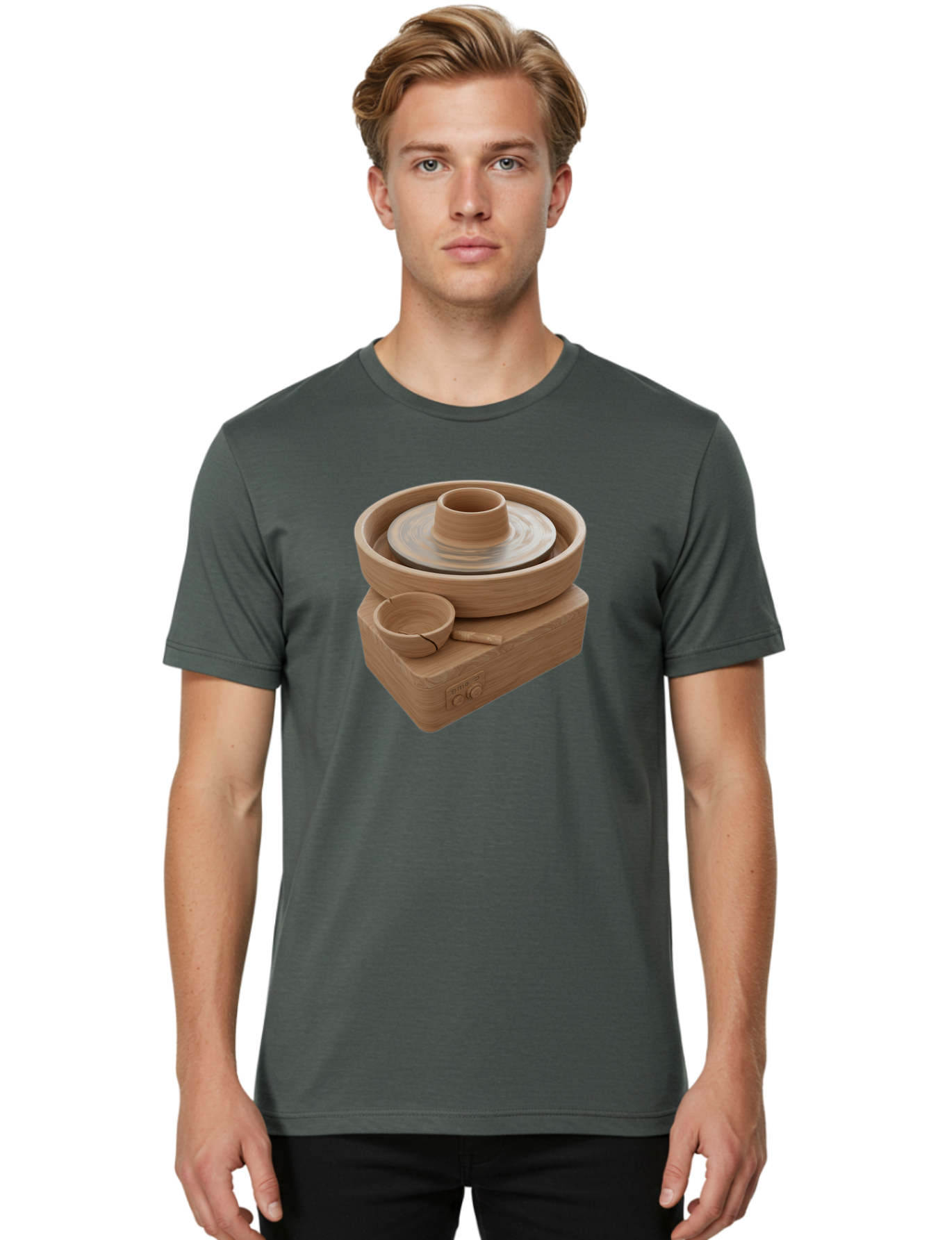Pottery-Wheel-4 Men'S Graphic Tee, 100% Cotton, Comfortable Casual Summer Wear, Machine Washable, Potter'S Wheel, Clay Pot, Ceramics, Pottery Wheel, Handmade Crafts, Creative Art, Pottery Tools, Artisan Work, Clay Modeling, Pottery Making Bab252