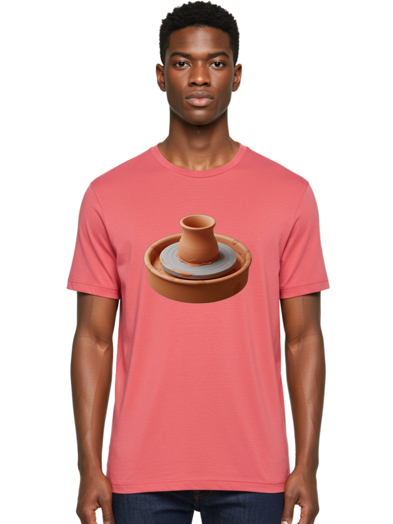 Pottery-Wheel-Clay-Pot Men'S Graphic Tee, 100% Cotton, Comfortable Casual Summer Wear, Machine Washable, Pottery Wheel, Clay Pot, Ceramics, Handmade, Craftsmanship, Creative Process, Clay Modeling, Artisanal, Pottery Making, Terracotta, Bab253