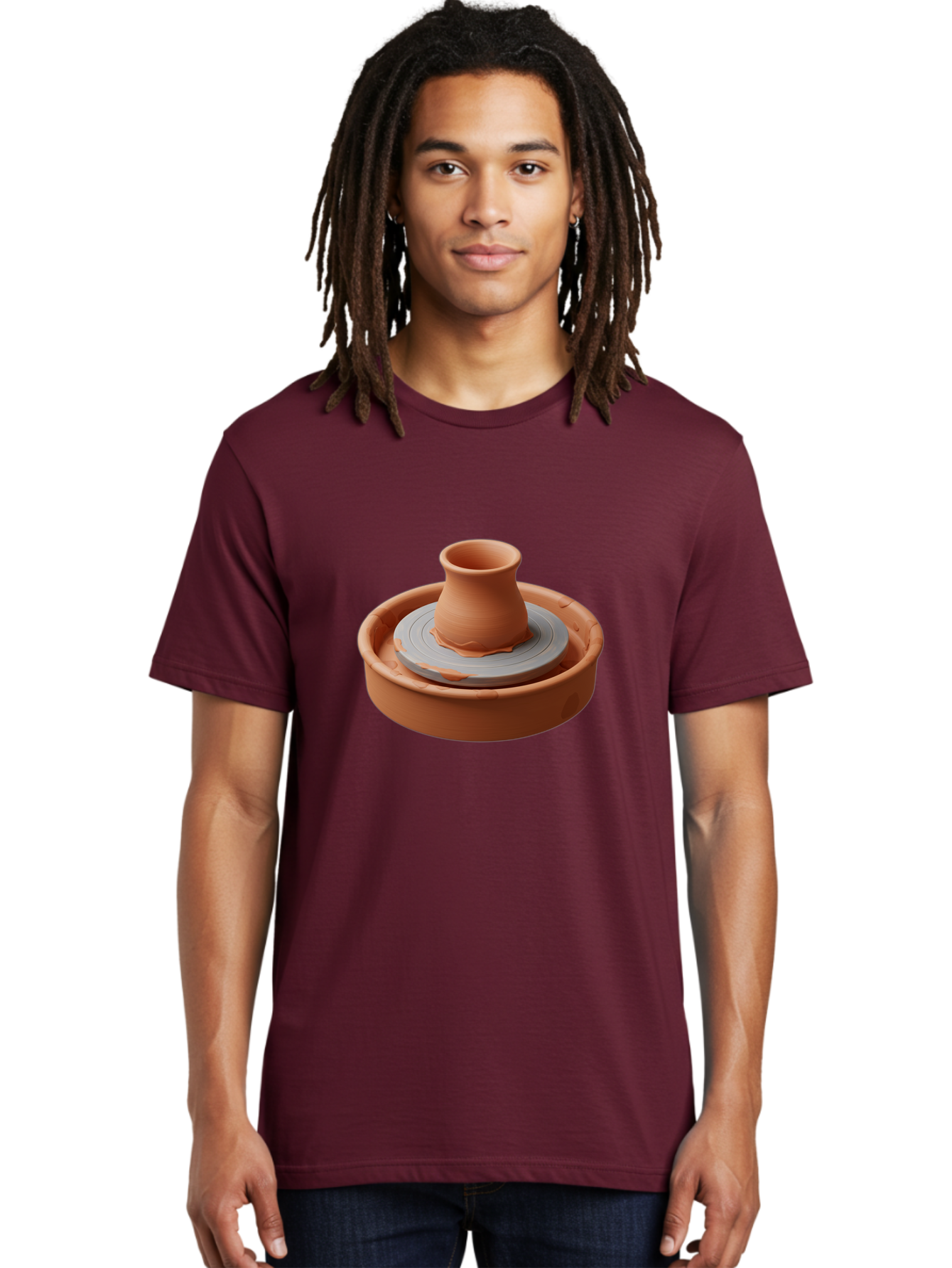 Pottery-Wheel-Clay-Pot Men'S Graphic Tee, 100% Cotton, Comfortable Casual Summer Wear, Machine Washable, Pottery Wheel, Clay Pot, Ceramics, Handmade, Craftsmanship, Creative Process, Clay Modeling, Artisanal, Pottery Making, Terracotta, Bab253