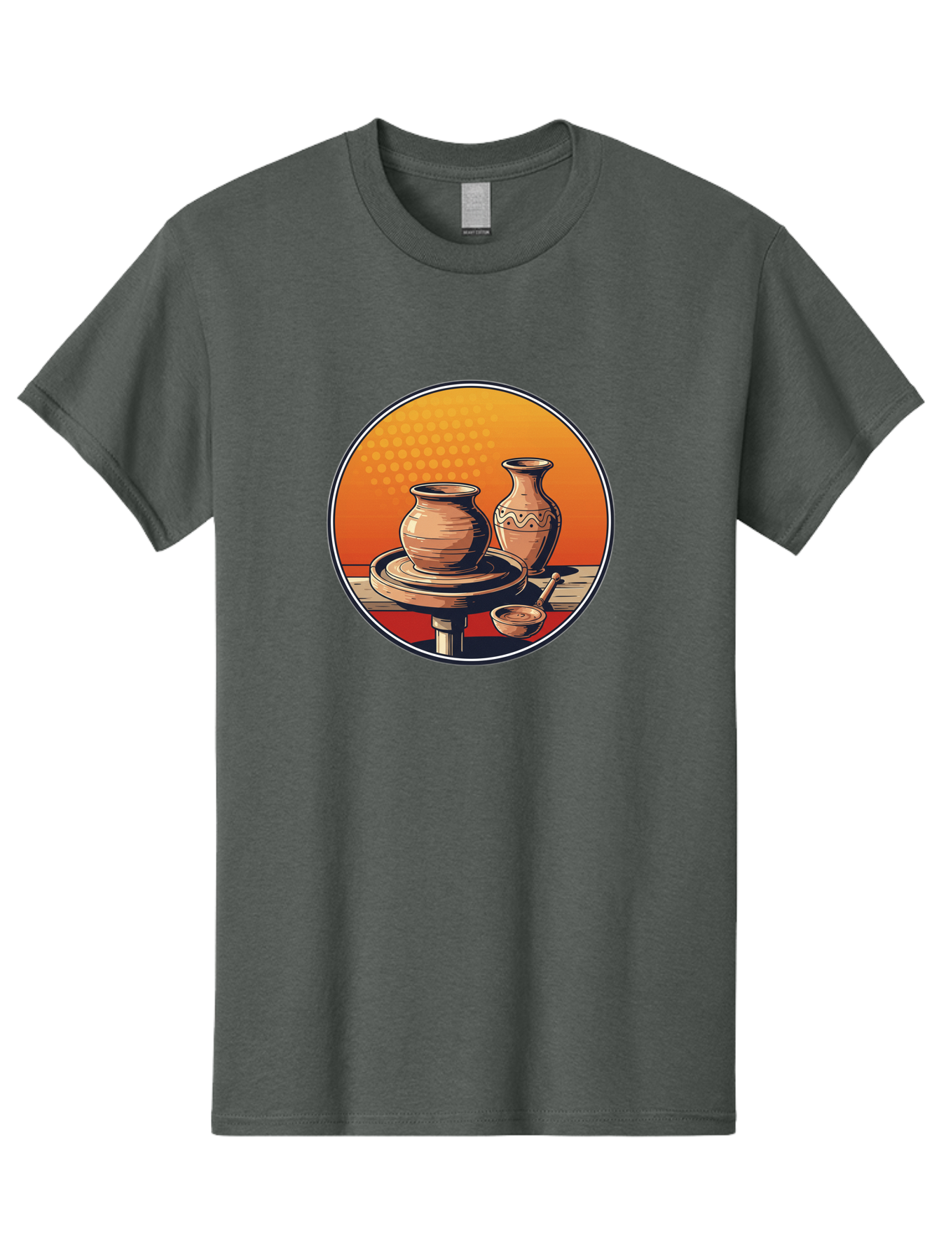 Pottery-Wheel Men'S Graphic Tee, 100% Cotton, Comfortable Casual Summer Wear, Machine Washable, Pottery Wheel, Clay Pot, Handmade Ceramics, Pottery Tools, Creative Process, Ceramic Art, Traditional Craftsmanship, Artisanal Pottery Bab255