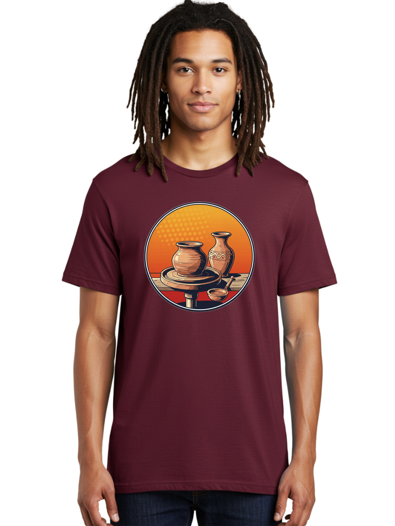 Pottery-Wheel Men'S Graphic Tee, 100% Cotton, Comfortable Casual Summer Wear, Machine Washable, Pottery Wheel, Clay Pot, Handmade Ceramics, Pottery Tools, Creative Process, Ceramic Art, Traditional Craftsmanship, Artisanal Pottery Bab255