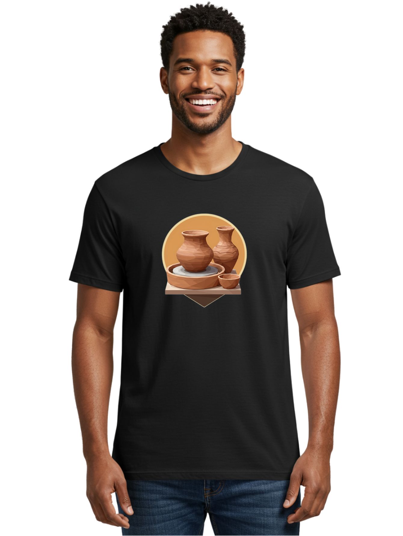 Pottery Men'S Graphic Tee, 100% Cotton, Comfortable Casual Summer Wear, Machine Washable, Pottery Wheel, Clay Pots, Ceramics, Handmade, Terracotta, Craftsmanship, Artisanal, Vase, Bowl, Creative Process, Clay Modeling Bab256