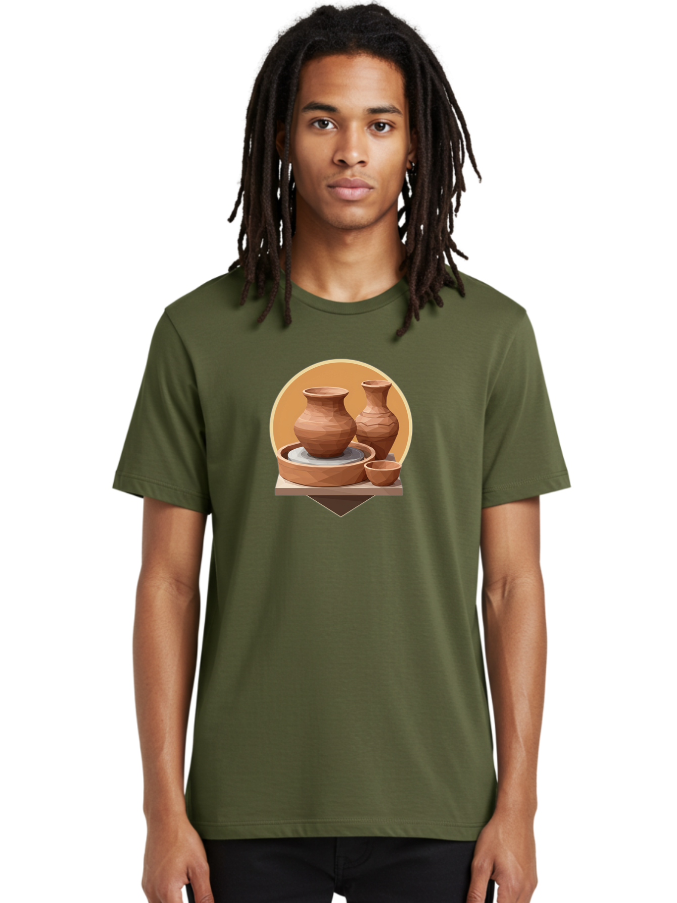 Pottery Men'S Graphic Tee, 100% Cotton, Comfortable Casual Summer Wear, Machine Washable, Pottery Wheel, Clay Pots, Ceramics, Handmade, Terracotta, Craftsmanship, Artisanal, Vase, Bowl, Creative Process, Clay Modeling Bab256