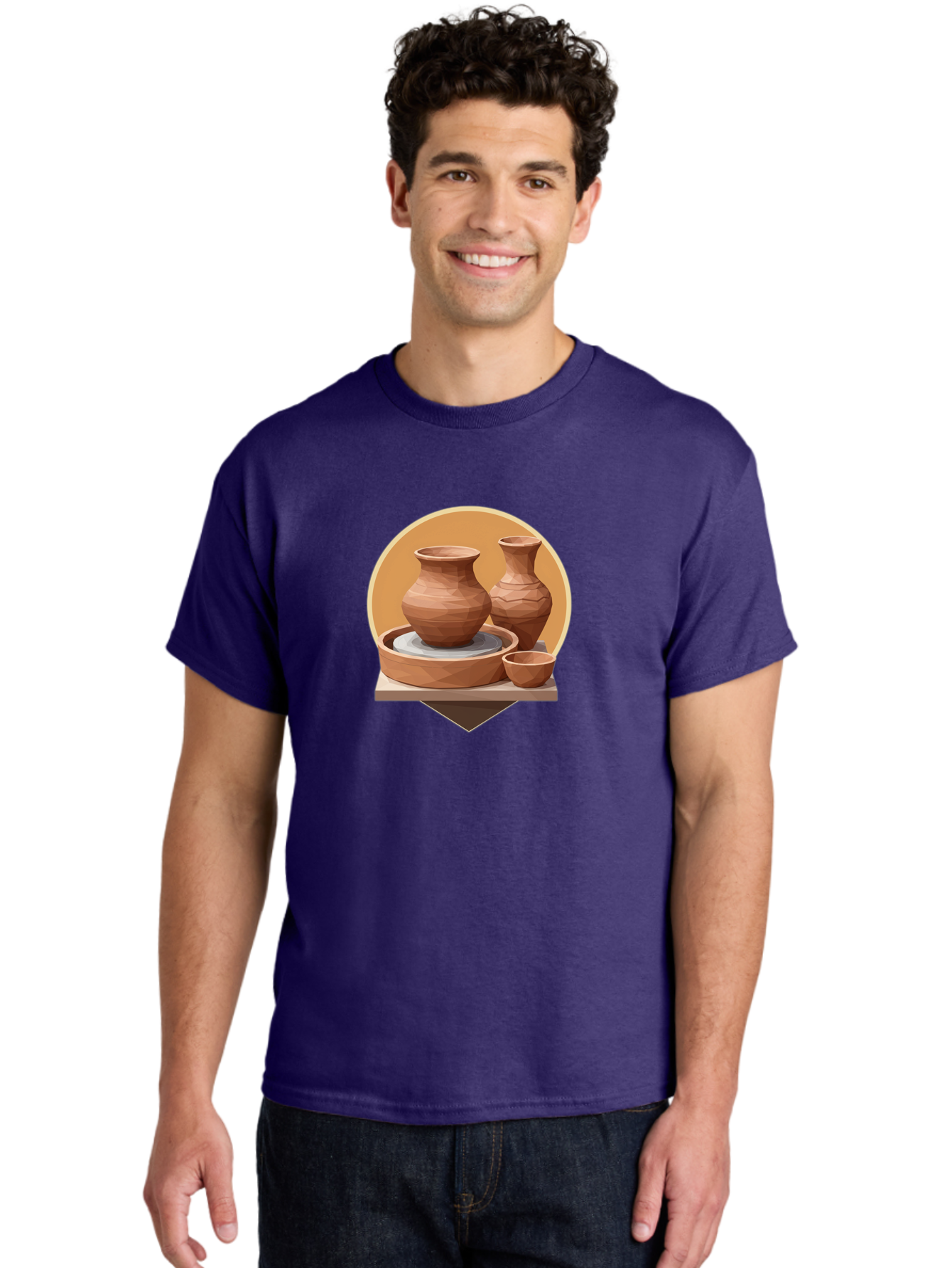 Pottery Men'S Graphic Tee, 100% Cotton, Comfortable Casual Summer Wear, Machine Washable, Pottery Wheel, Clay Pots, Ceramics, Handmade, Terracotta, Craftsmanship, Artisanal, Vase, Bowl, Creative Process, Clay Modeling Bab256