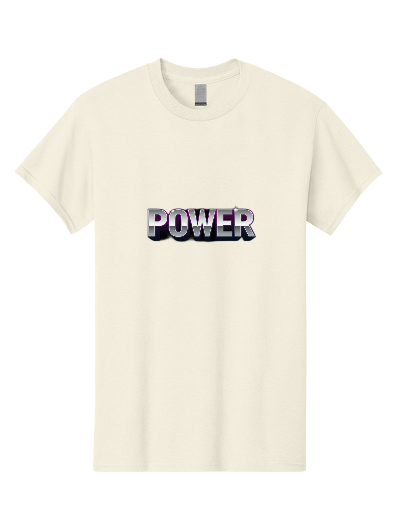 Power Men'S Graphic Tee, 100% Cotton, Comfortable Casual Summer Wear, Machine Washable, Power, Strength, Energy, Bold Font, Silver Text, 3D Effect, Chrome Finish, Motivational, Empowerment, Energy Boost Bab257