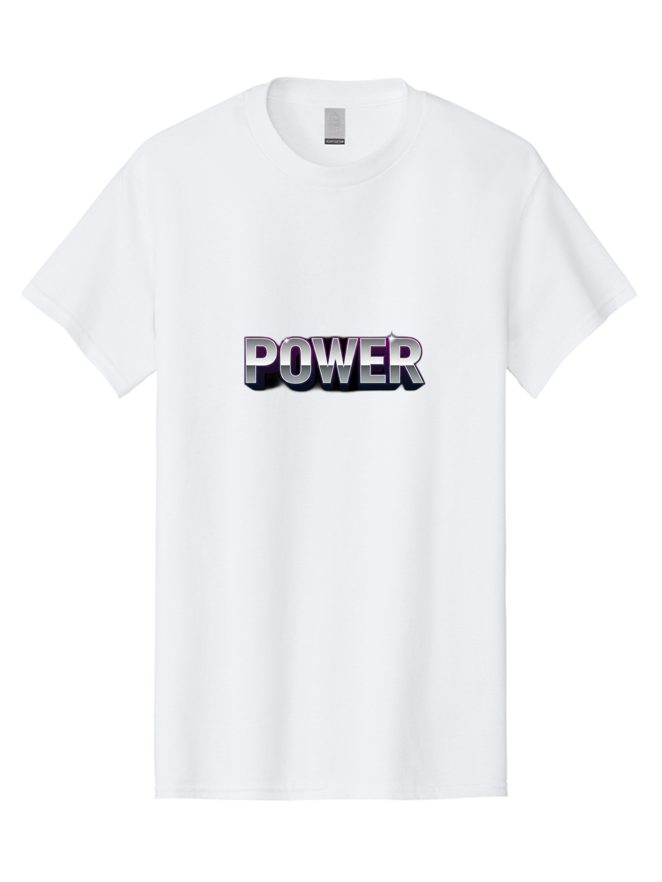 Power Men'S Graphic Tee, 100% Cotton, Comfortable Casual Summer Wear, Machine Washable, Power, Strength, Energy, Bold Font, Silver Text, 3D Effect, Chrome Finish, Motivational, Empowerment, Energy Boost Bab257