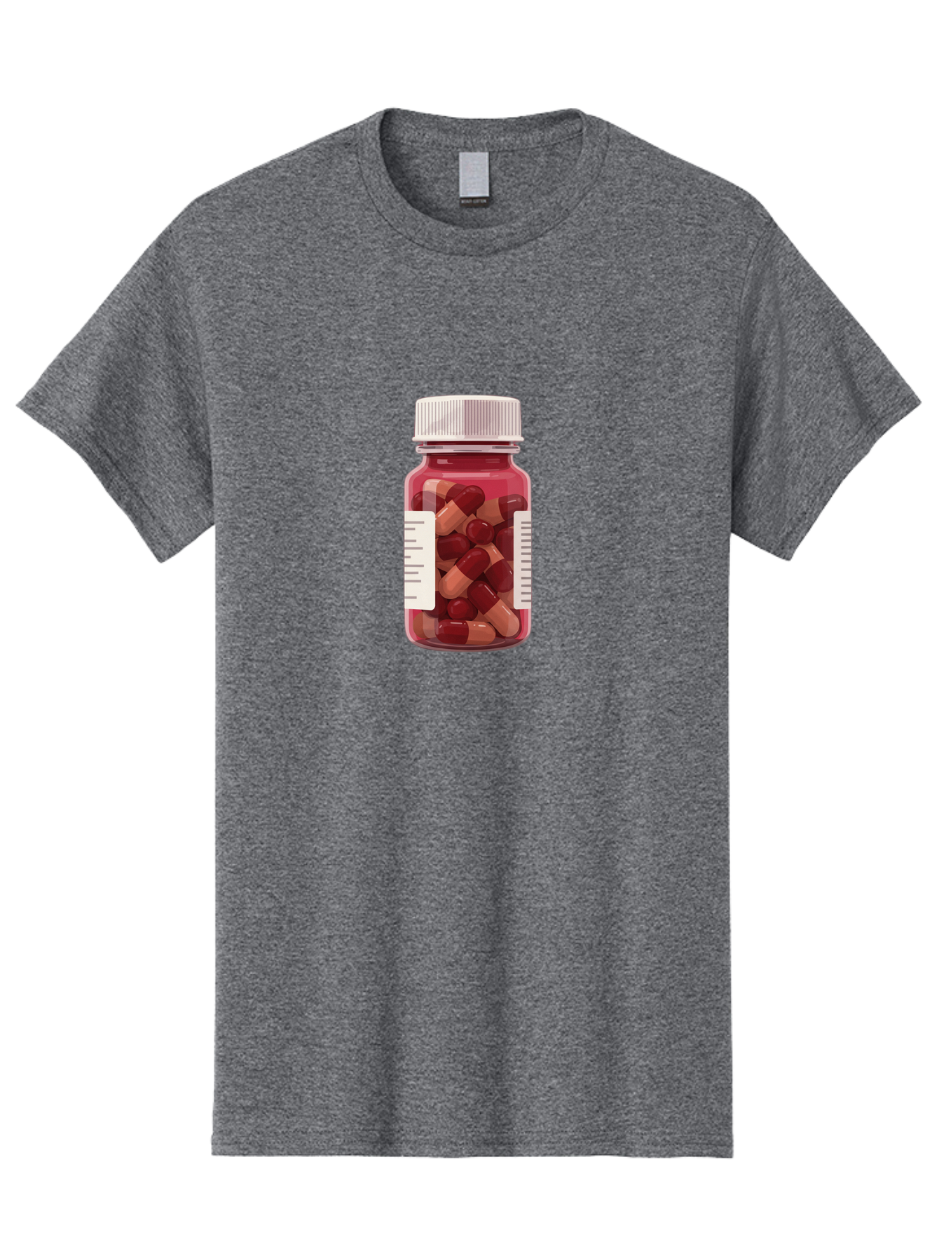 Prescription-Bottle Men'S Graphic Tee, 100% Cotton, Comfortable Casual Summer Wear, Machine Washable, Prescription Medication, Pharmaceuticals, Pill Bottle, Red And Beige Capsules, Medicine Container, Healthcare Supplements, Dietary Pills Bab258