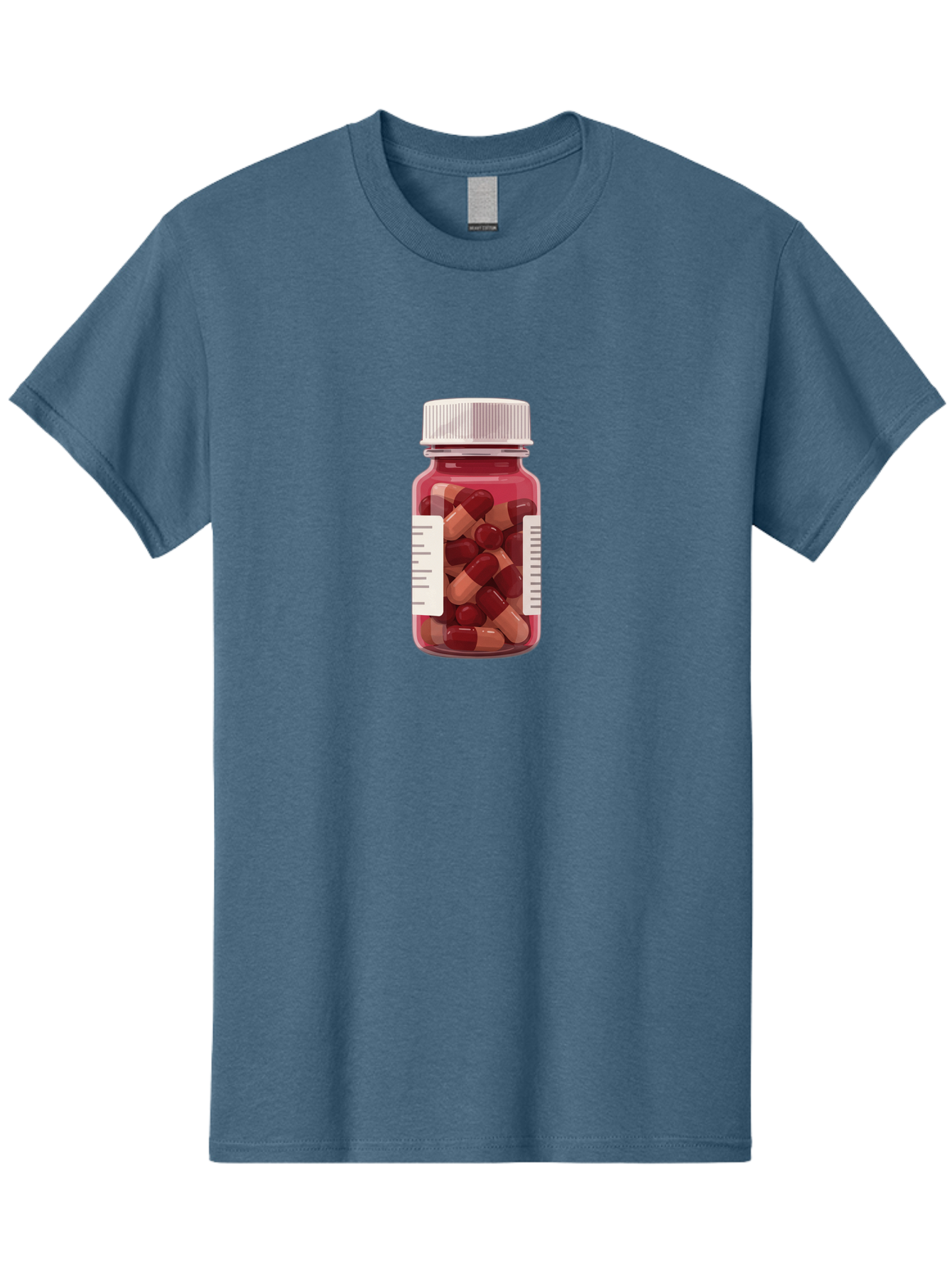 Prescription-Bottle Men'S Graphic Tee, 100% Cotton, Comfortable Casual Summer Wear, Machine Washable, Prescription Medication, Pharmaceuticals, Pill Bottle, Red And Beige Capsules, Medicine Container, Healthcare Supplements, Dietary Pills Bab258
