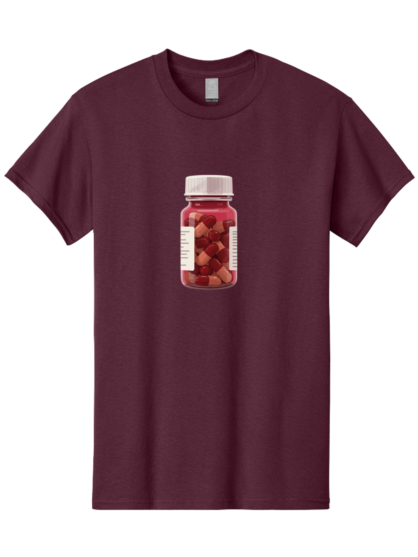Prescription-Bottle Men'S Graphic Tee, 100% Cotton, Comfortable Casual Summer Wear, Machine Washable, Prescription Medication, Pharmaceuticals, Pill Bottle, Red And Beige Capsules, Medicine Container, Healthcare Supplements, Dietary Pills Bab258