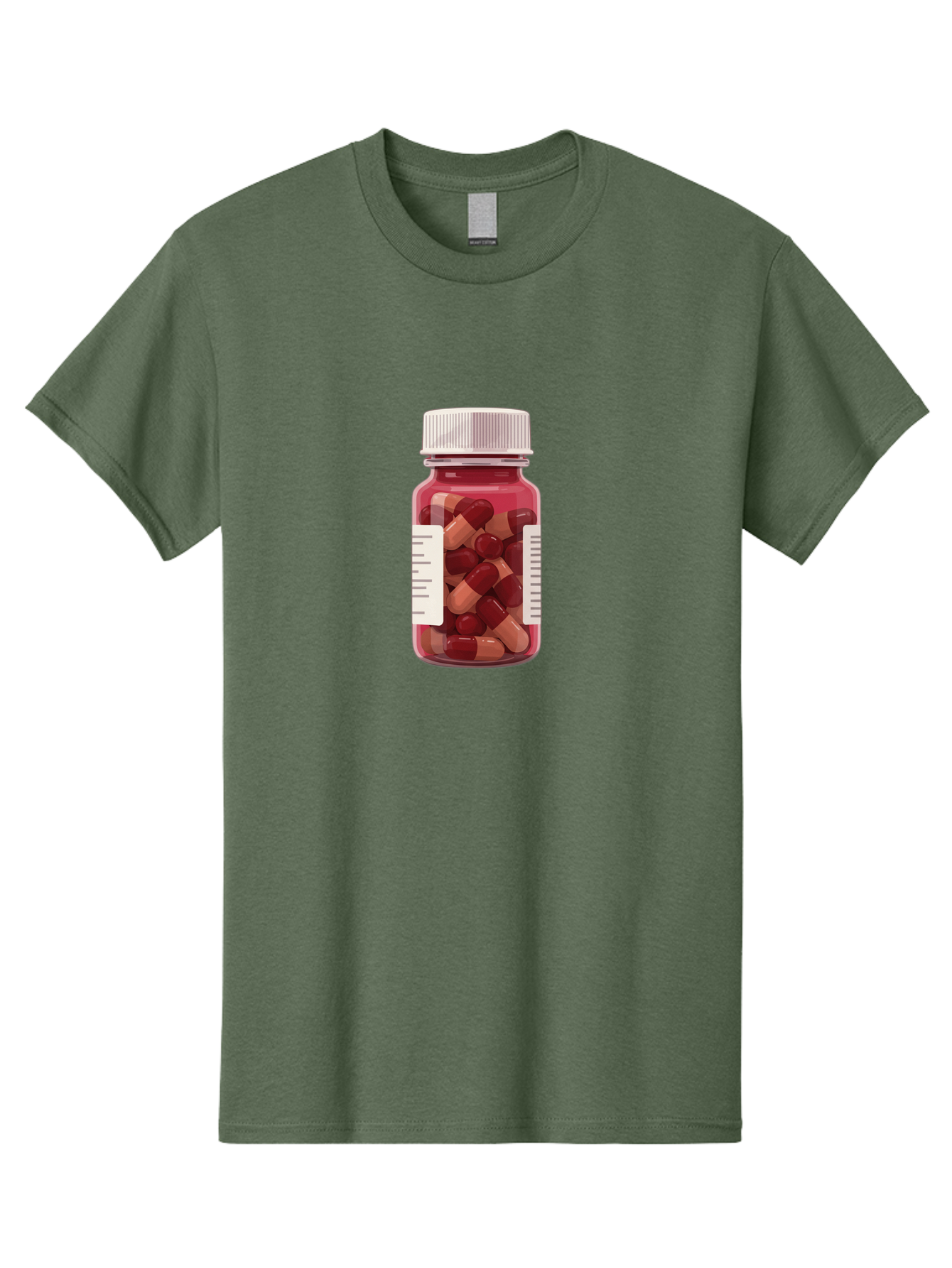 Prescription-Bottle Men'S Graphic Tee, 100% Cotton, Comfortable Casual Summer Wear, Machine Washable, Prescription Medication, Pharmaceuticals, Pill Bottle, Red And Beige Capsules, Medicine Container, Healthcare Supplements, Dietary Pills Bab258