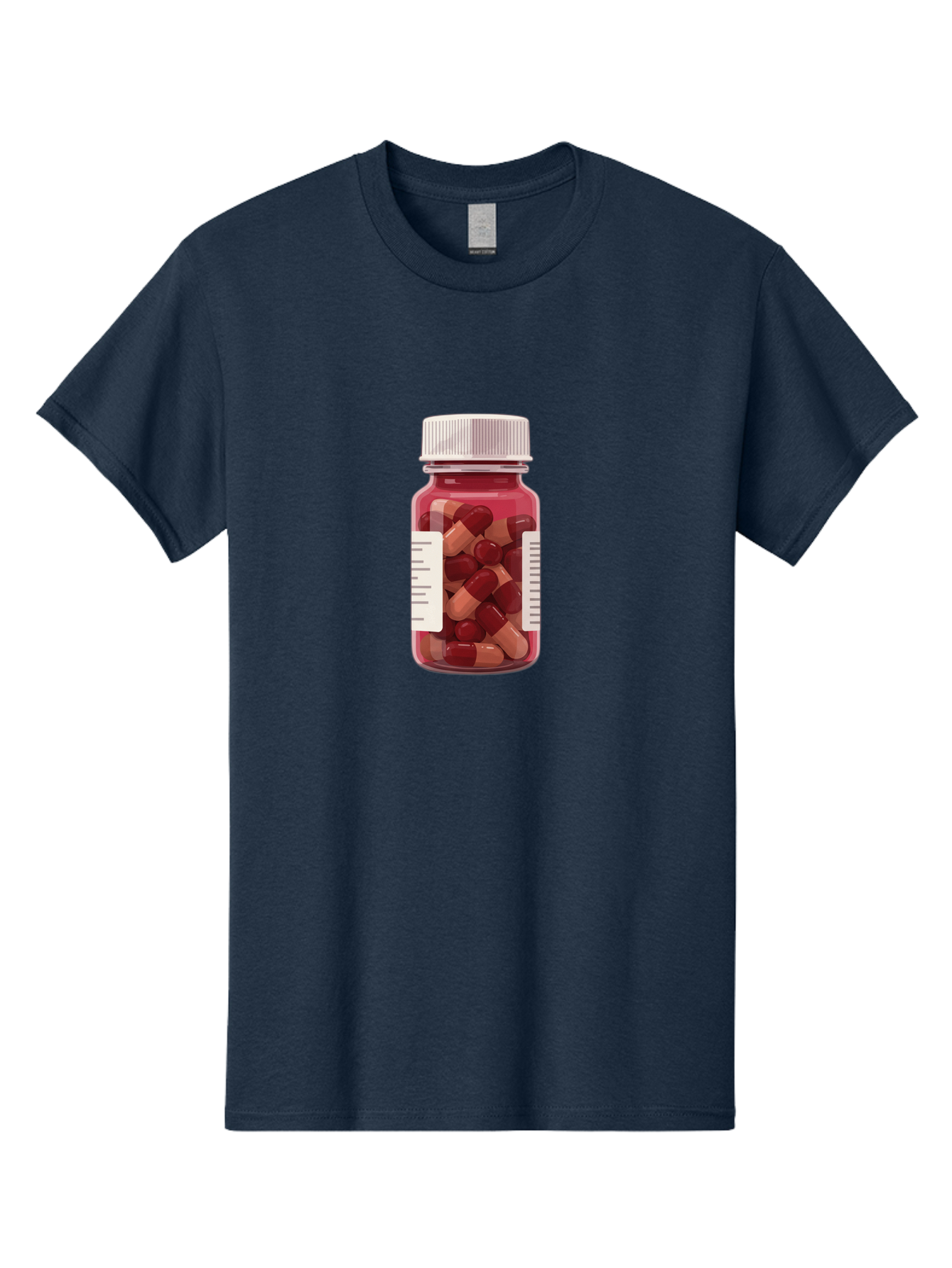 Prescription-Bottle Men'S Graphic Tee, 100% Cotton, Comfortable Casual Summer Wear, Machine Washable, Prescription Medication, Pharmaceuticals, Pill Bottle, Red And Beige Capsules, Medicine Container, Healthcare Supplements, Dietary Pills Bab258