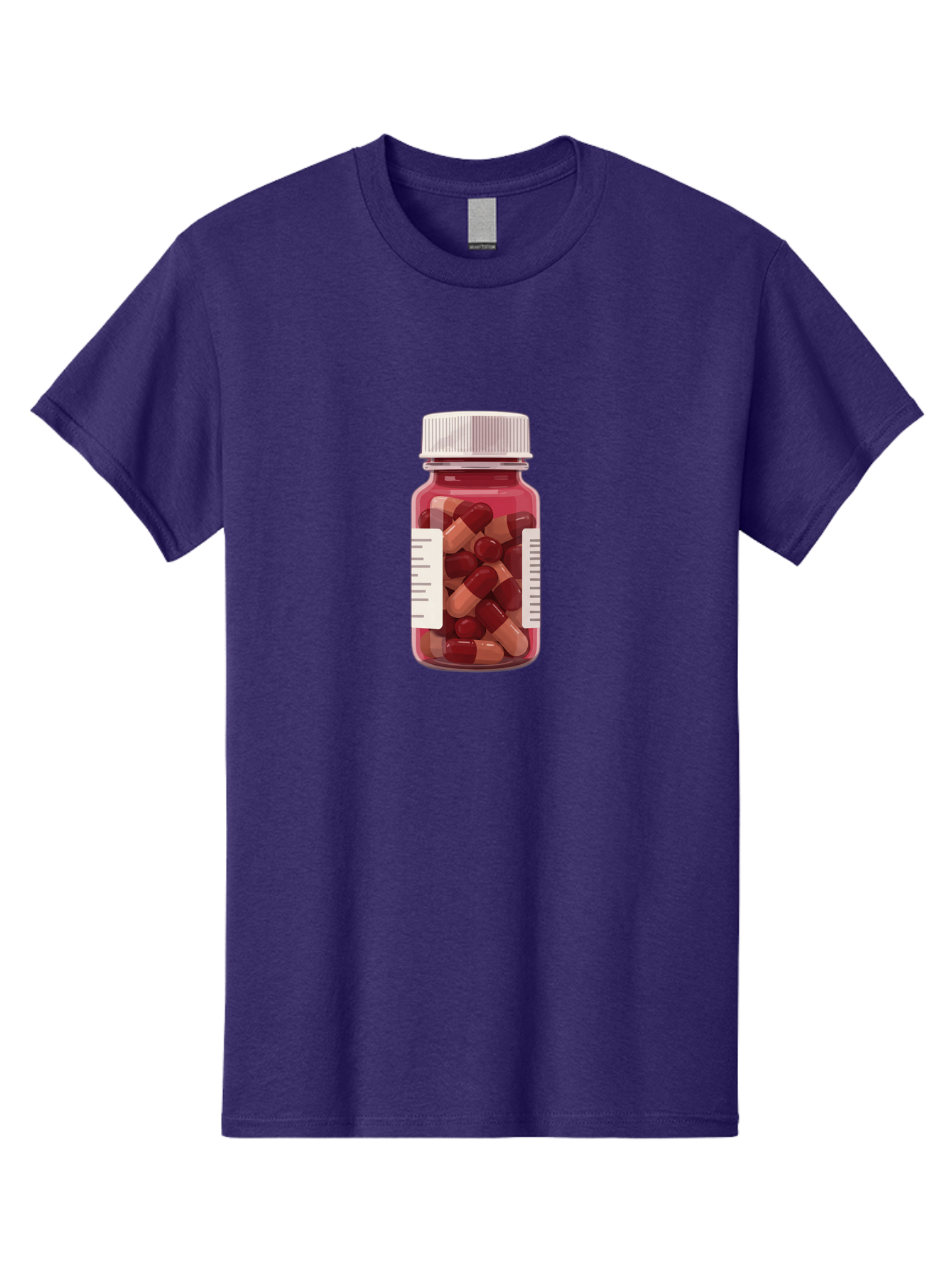 Prescription-Bottle Men'S Graphic Tee, 100% Cotton, Comfortable Casual Summer Wear, Machine Washable, Prescription Medication, Pharmaceuticals, Pill Bottle, Red And Beige Capsules, Medicine Container, Healthcare Supplements, Dietary Pills Bab258