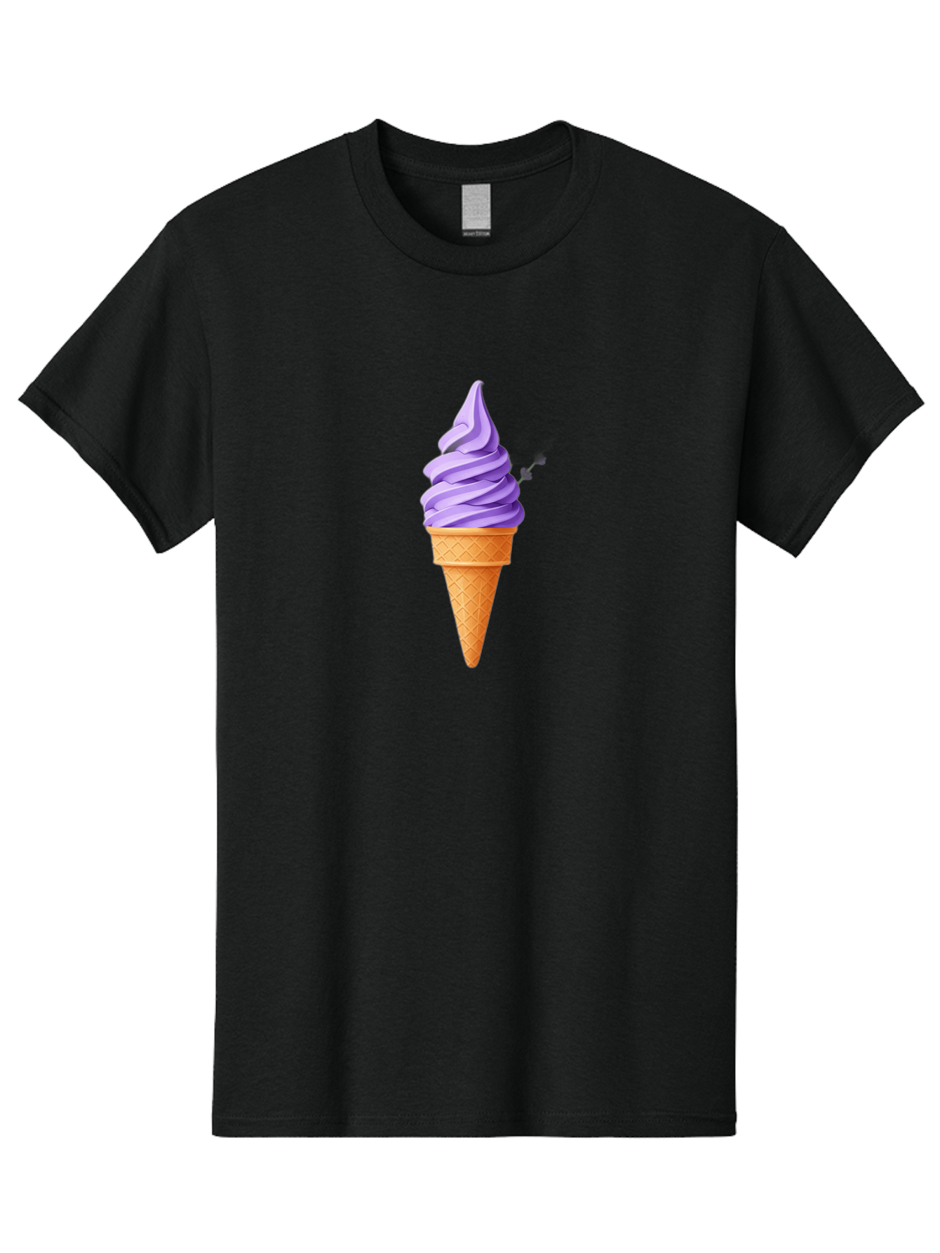Purple-Ice-Cream Men'S Graphic Tee, 100% Cotton, Comfortable Casual Summer Wear, Machine Washable, Soft-Serve Ice Cream Cone, Purple Ice Cream, Waffle Cone, Sweet Treat, Frozen Dessert, Spiral Design, Summer Snack, Ice Cream Lover, Bab265