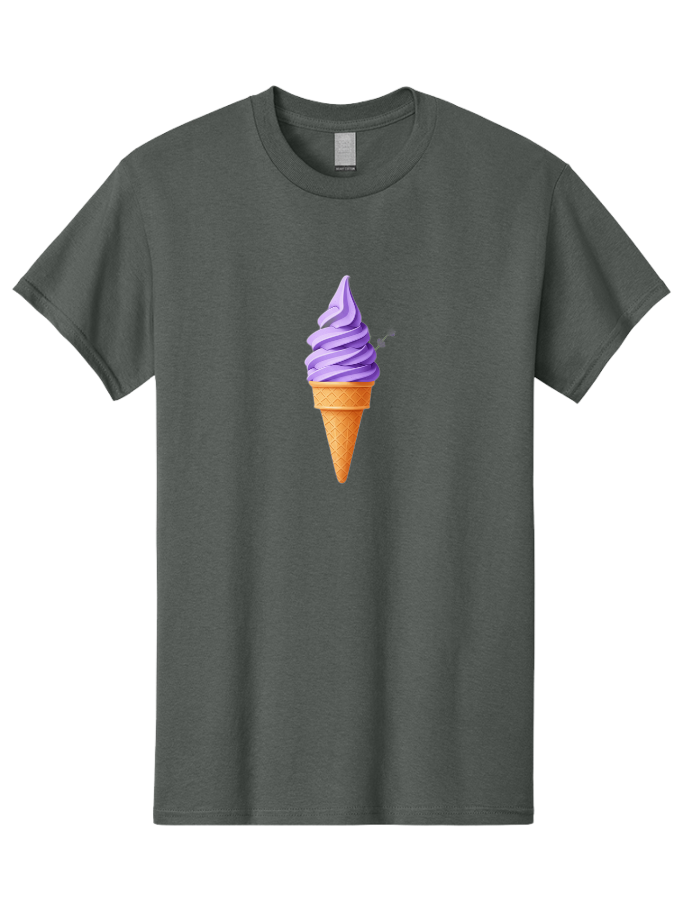 Purple-Ice-Cream Men'S Graphic Tee, 100% Cotton, Comfortable Casual Summer Wear, Machine Washable, Soft-Serve Ice Cream Cone, Purple Ice Cream, Waffle Cone, Sweet Treat, Frozen Dessert, Spiral Design, Summer Snack, Ice Cream Lover, Bab265