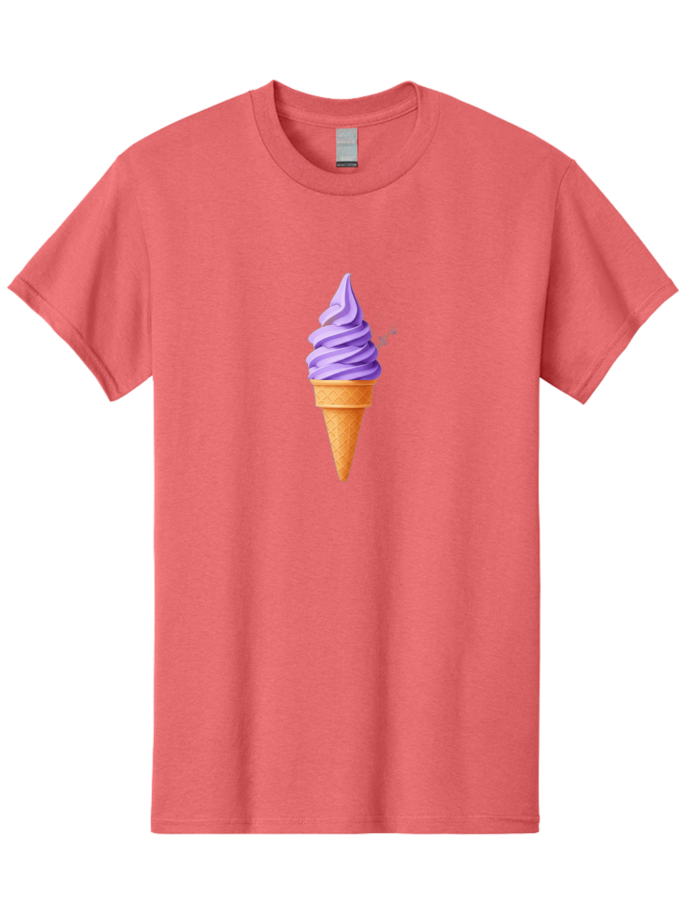 Purple-Ice-Cream Men'S Graphic Tee, 100% Cotton, Comfortable Casual Summer Wear, Machine Washable, Soft-Serve Ice Cream Cone, Purple Ice Cream, Waffle Cone, Sweet Treat, Frozen Dessert, Spiral Design, Summer Snack, Ice Cream Lover, Bab265