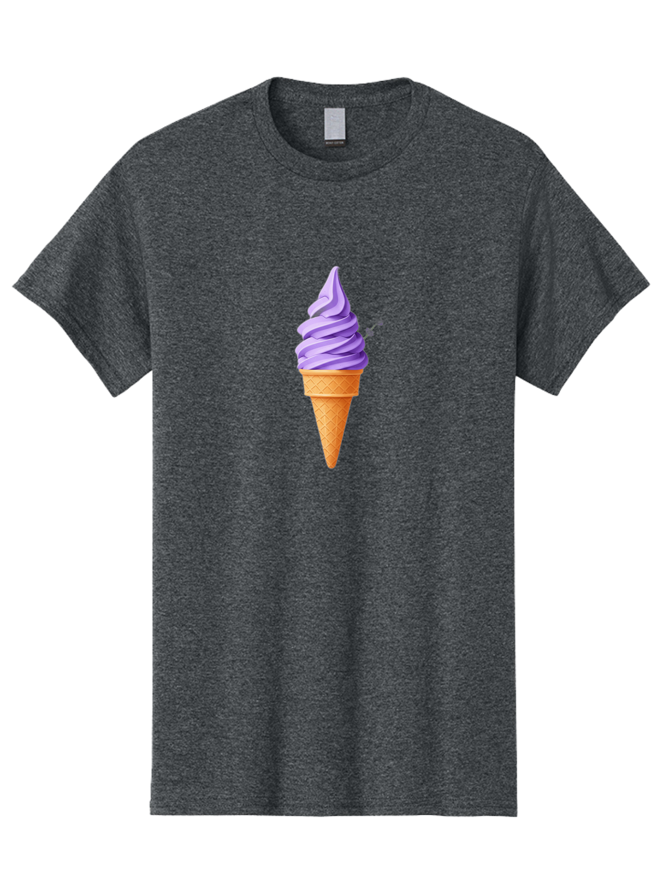 Purple-Ice-Cream Men'S Graphic Tee, 100% Cotton, Comfortable Casual Summer Wear, Machine Washable, Soft-Serve Ice Cream Cone, Purple Ice Cream, Waffle Cone, Sweet Treat, Frozen Dessert, Spiral Design, Summer Snack, Ice Cream Lover, Bab265