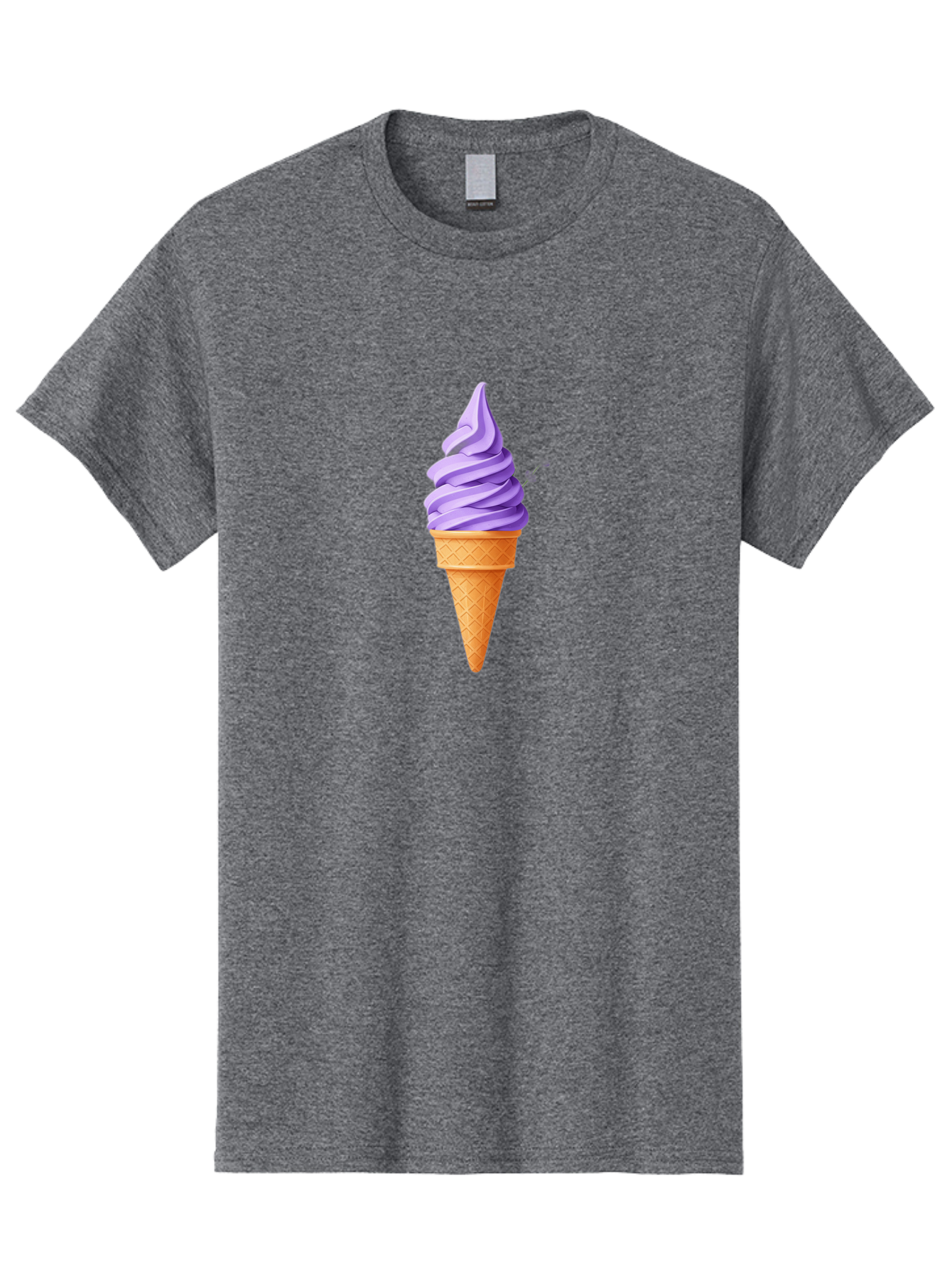 Purple-Ice-Cream Men'S Graphic Tee, 100% Cotton, Comfortable Casual Summer Wear, Machine Washable, Soft-Serve Ice Cream Cone, Purple Ice Cream, Waffle Cone, Sweet Treat, Frozen Dessert, Spiral Design, Summer Snack, Ice Cream Lover, Bab265