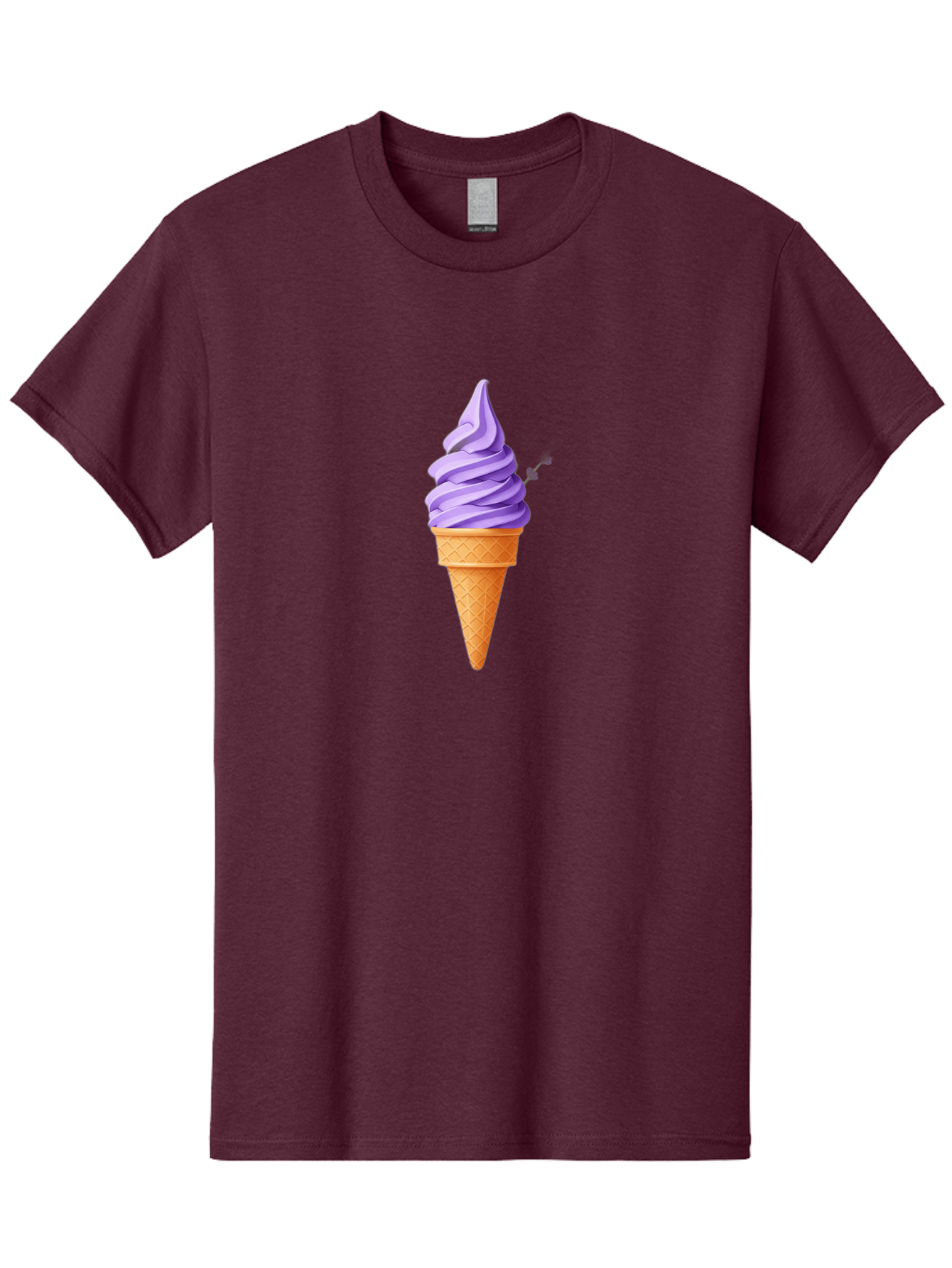 Purple-Ice-Cream Men'S Graphic Tee, 100% Cotton, Comfortable Casual Summer Wear, Machine Washable, Soft-Serve Ice Cream Cone, Purple Ice Cream, Waffle Cone, Sweet Treat, Frozen Dessert, Spiral Design, Summer Snack, Ice Cream Lover, Bab265