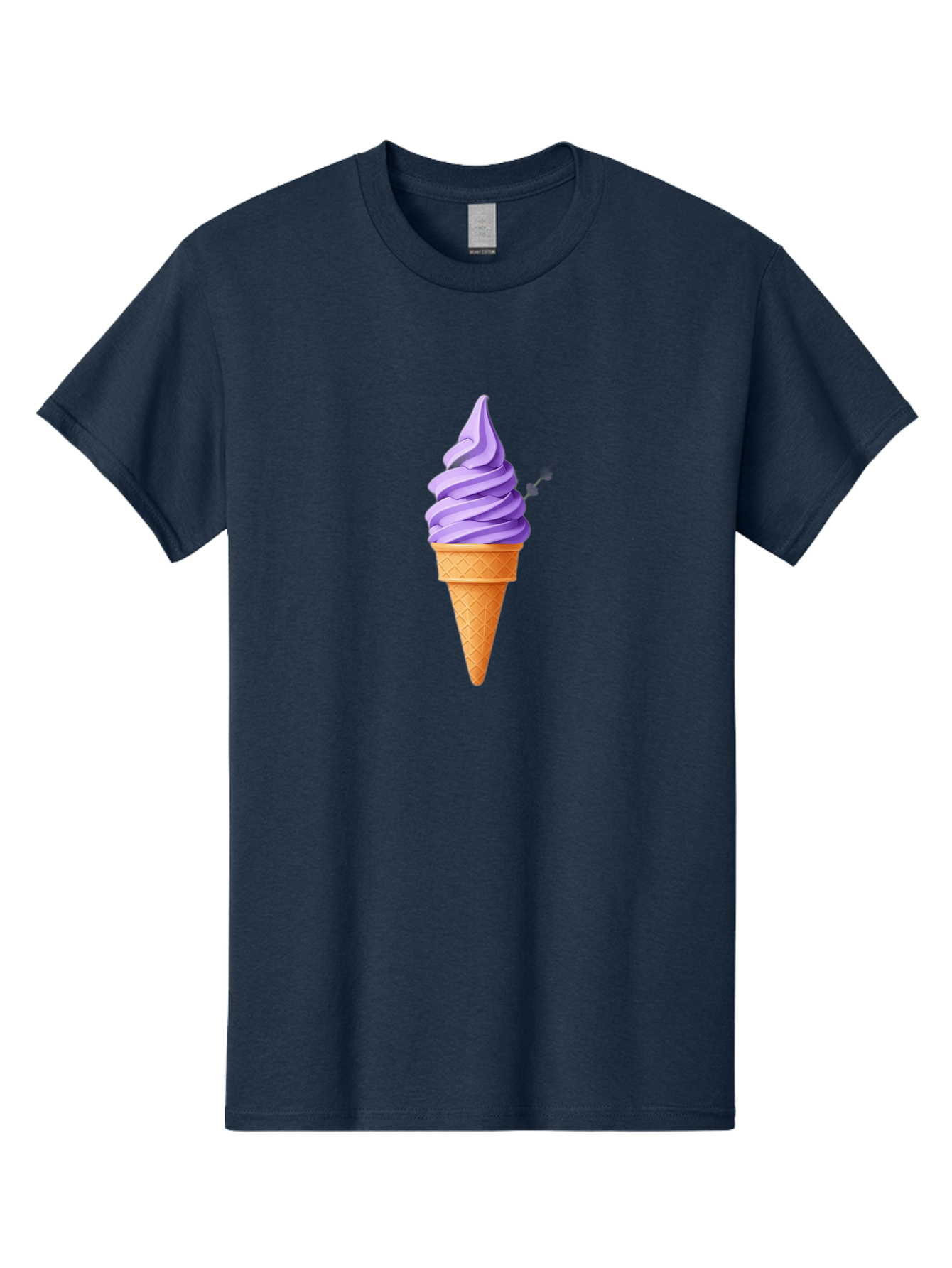 Purple-Ice-Cream Men'S Graphic Tee, 100% Cotton, Comfortable Casual Summer Wear, Machine Washable, Soft-Serve Ice Cream Cone, Purple Ice Cream, Waffle Cone, Sweet Treat, Frozen Dessert, Spiral Design, Summer Snack, Ice Cream Lover, Bab265