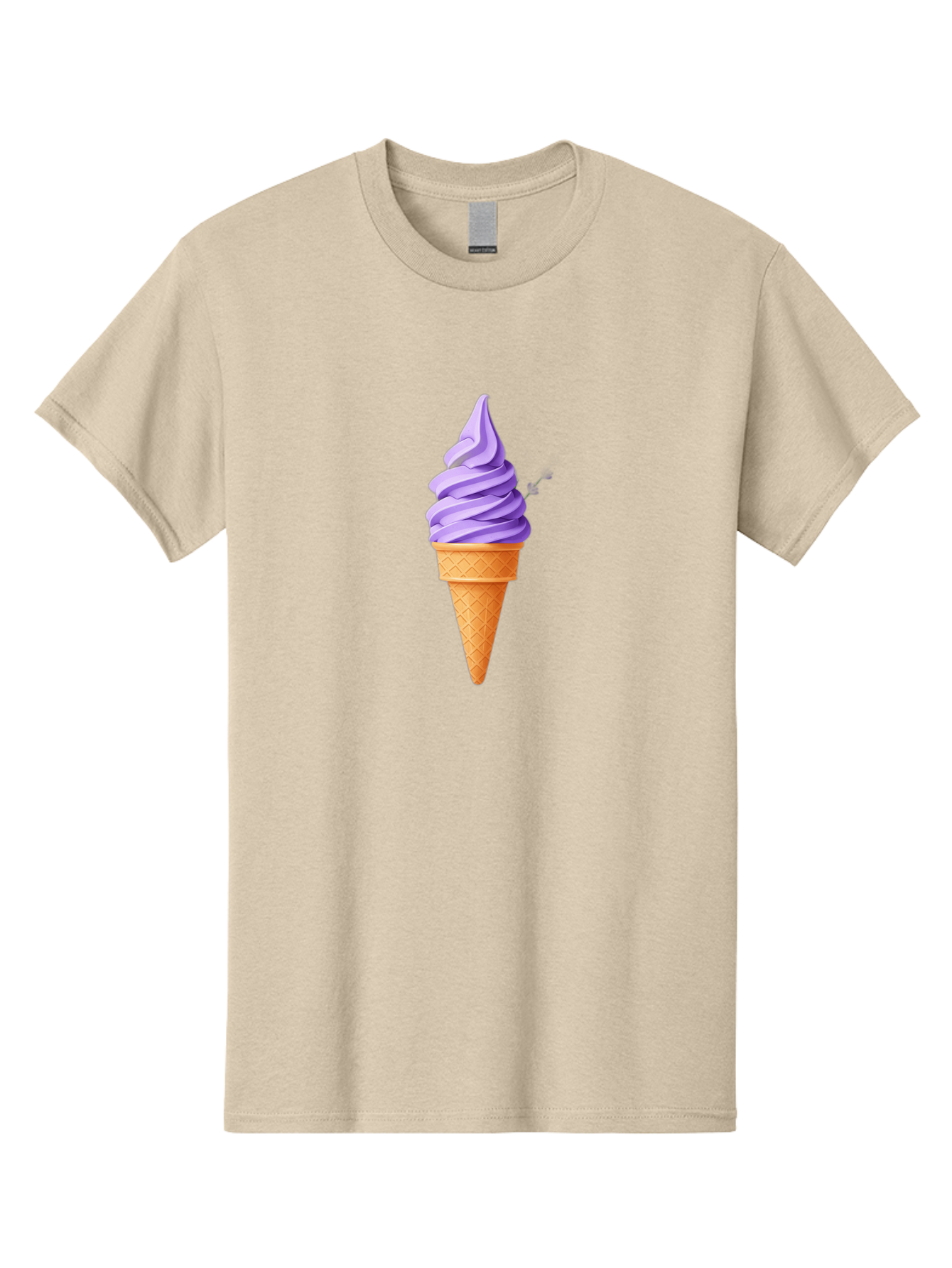 Purple-Ice-Cream Men'S Graphic Tee, 100% Cotton, Comfortable Casual Summer Wear, Machine Washable, Soft-Serve Ice Cream Cone, Purple Ice Cream, Waffle Cone, Sweet Treat, Frozen Dessert, Spiral Design, Summer Snack, Ice Cream Lover, Bab265