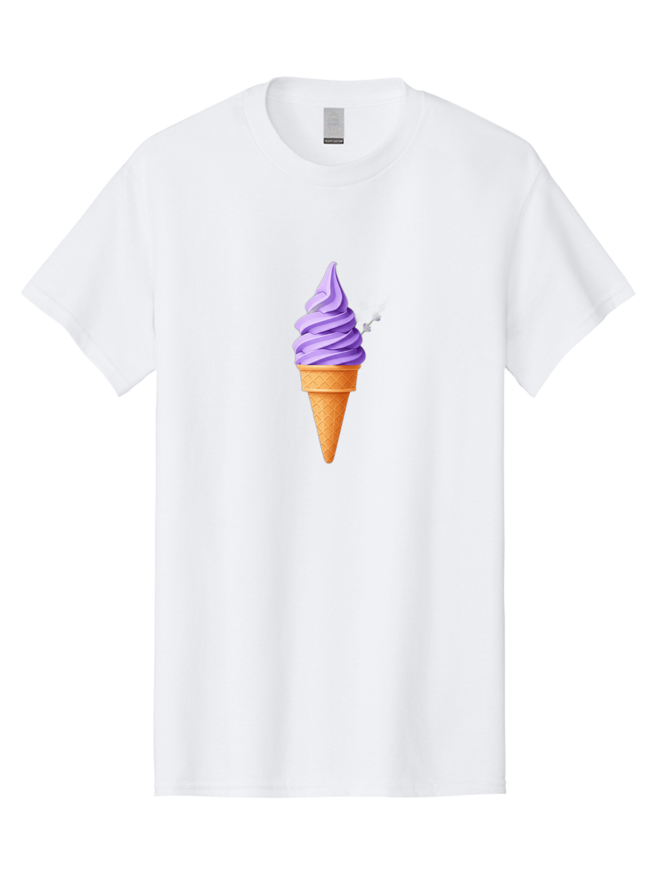 Purple-Ice-Cream Men'S Graphic Tee, 100% Cotton, Comfortable Casual Summer Wear, Machine Washable, Soft-Serve Ice Cream Cone, Purple Ice Cream, Waffle Cone, Sweet Treat, Frozen Dessert, Spiral Design, Summer Snack, Ice Cream Lover, Bab265