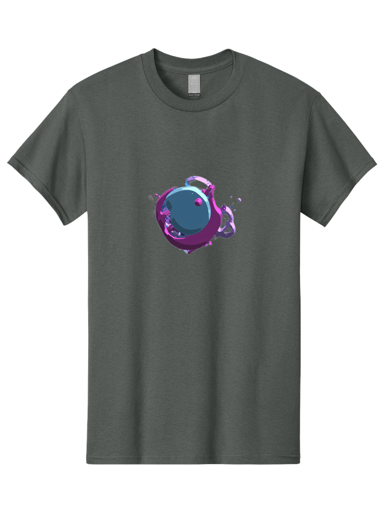 Purple-Liquid-Sphere Men'S Graphic Tee, 100% Cotton, Comfortable Casual Summer Wear, Machine Washable, Molten Sphere, 3D Rendering, Purple Color Scheme, Abstract Art, Liquid Metal, Futuristic Design, Digital Artwork, Modern Graphics Bab266