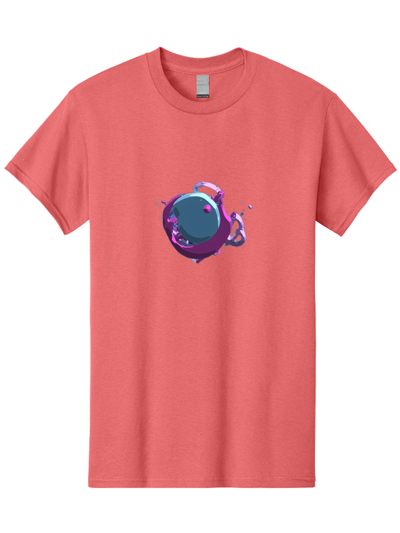Purple-Liquid-Sphere Men'S Graphic Tee, 100% Cotton, Comfortable Casual Summer Wear, Machine Washable, Molten Sphere, 3D Rendering, Purple Color Scheme, Abstract Art, Liquid Metal, Futuristic Design, Digital Artwork, Modern Graphics Bab266