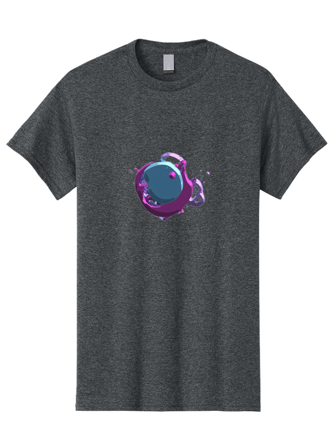 Purple-Liquid-Sphere Men'S Graphic Tee, 100% Cotton, Comfortable Casual Summer Wear, Machine Washable, Molten Sphere, 3D Rendering, Purple Color Scheme, Abstract Art, Liquid Metal, Futuristic Design, Digital Artwork, Modern Graphics Bab266