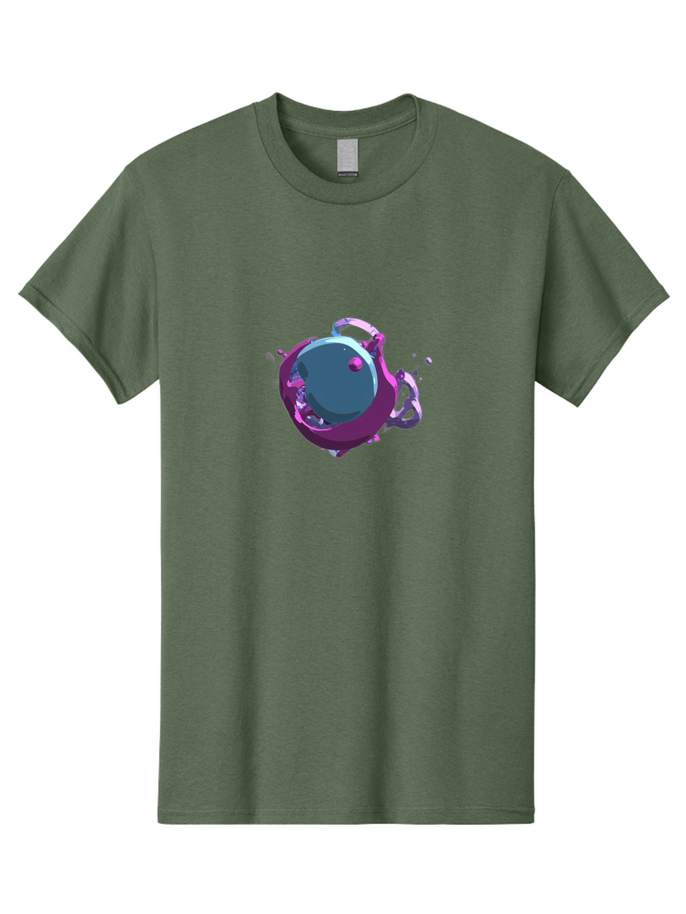 Purple-Liquid-Sphere Men'S Graphic Tee, 100% Cotton, Comfortable Casual Summer Wear, Machine Washable, Molten Sphere, 3D Rendering, Purple Color Scheme, Abstract Art, Liquid Metal, Futuristic Design, Digital Artwork, Modern Graphics Bab266