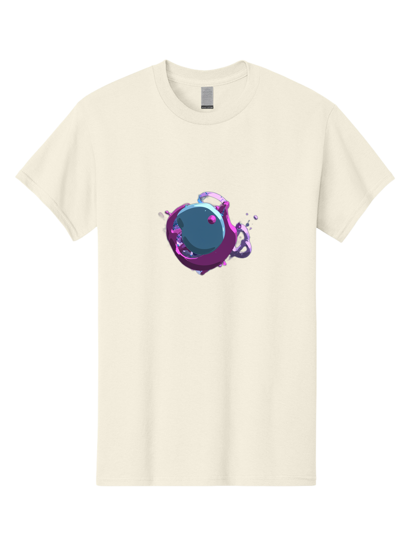 Purple-Liquid-Sphere Men'S Graphic Tee, 100% Cotton, Comfortable Casual Summer Wear, Machine Washable, Molten Sphere, 3D Rendering, Purple Color Scheme, Abstract Art, Liquid Metal, Futuristic Design, Digital Artwork, Modern Graphics Bab266