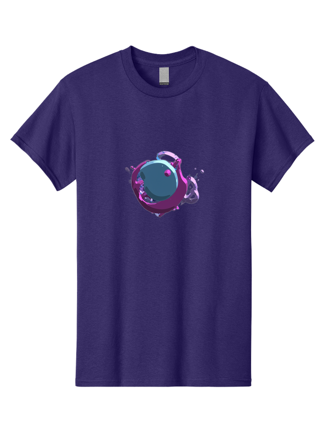 Purple-Liquid-Sphere Men'S Graphic Tee, 100% Cotton, Comfortable Casual Summer Wear, Machine Washable, Molten Sphere, 3D Rendering, Purple Color Scheme, Abstract Art, Liquid Metal, Futuristic Design, Digital Artwork, Modern Graphics Bab266