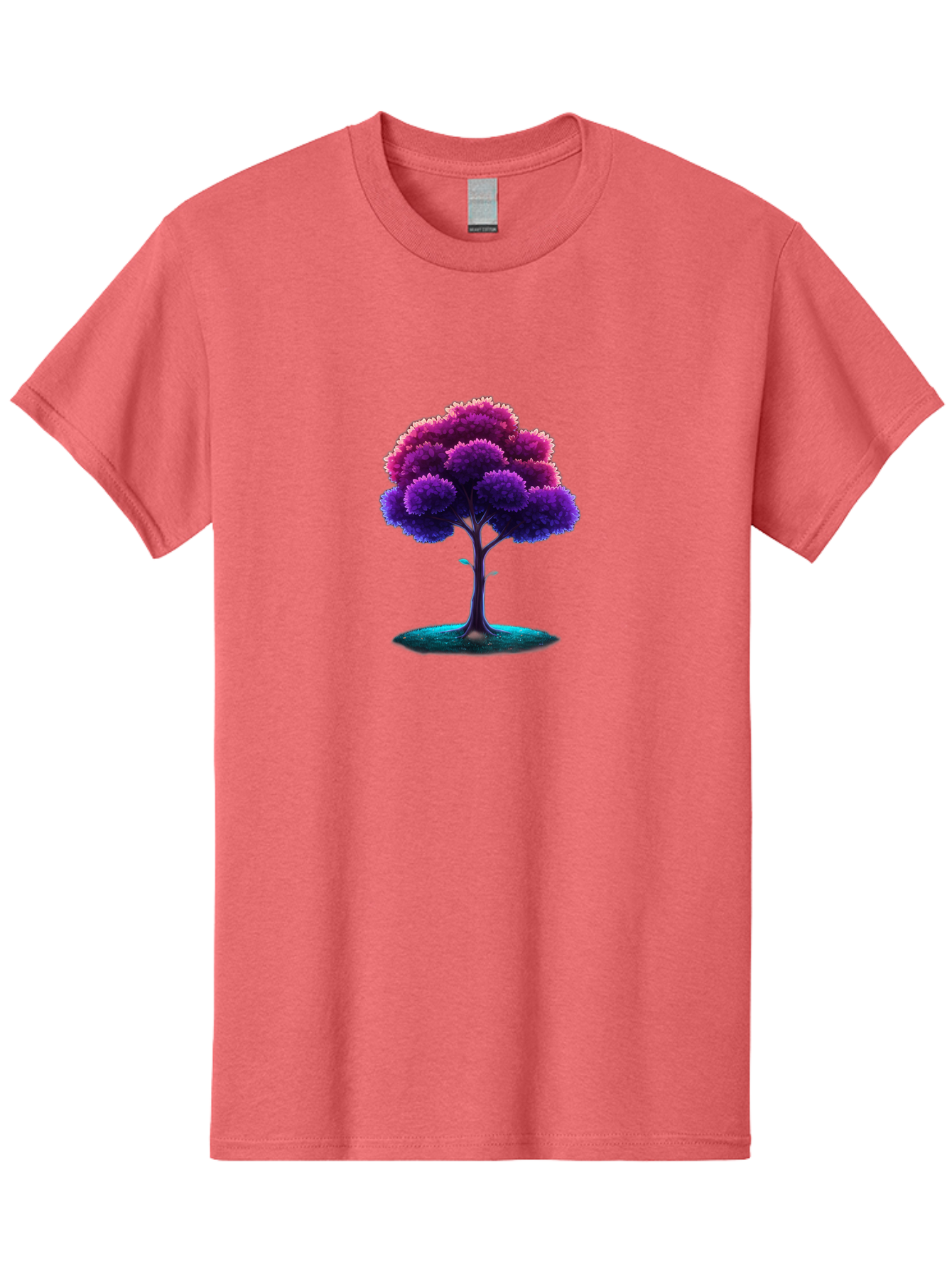 Purple-Tree Men'S Graphic Tee, 100% Cotton, Comfortable Casual Summer Wear, Machine Washable, Purple Tree, Colorful Tree, Vibrant Foliage, Digital Art, Fantasy Tree, Artistic Representation, Nature-Inspired Graphics, Gradient Colors, Bab268
