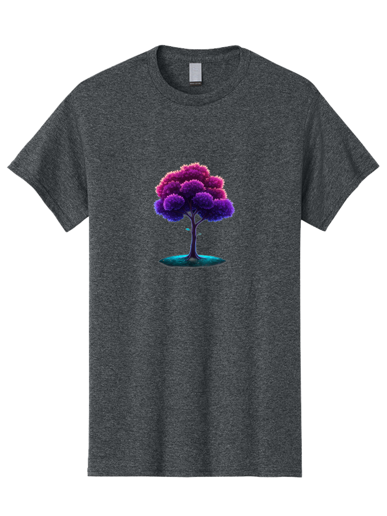 Purple-Tree Men'S Graphic Tee, 100% Cotton, Comfortable Casual Summer Wear, Machine Washable, Purple Tree, Colorful Tree, Vibrant Foliage, Digital Art, Fantasy Tree, Artistic Representation, Nature-Inspired Graphics, Gradient Colors, Bab268