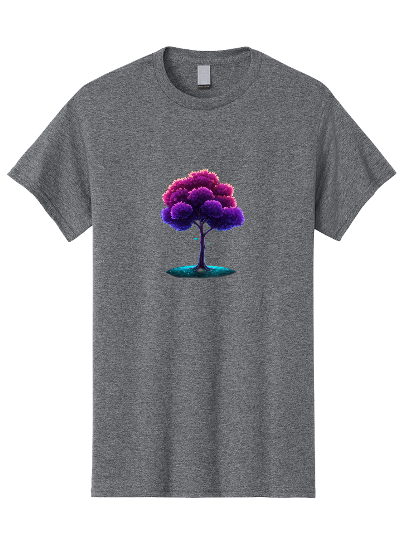 Purple-Tree Men'S Graphic Tee, 100% Cotton, Comfortable Casual Summer Wear, Machine Washable, Purple Tree, Colorful Tree, Vibrant Foliage, Digital Art, Fantasy Tree, Artistic Representation, Nature-Inspired Graphics, Gradient Colors, Bab268