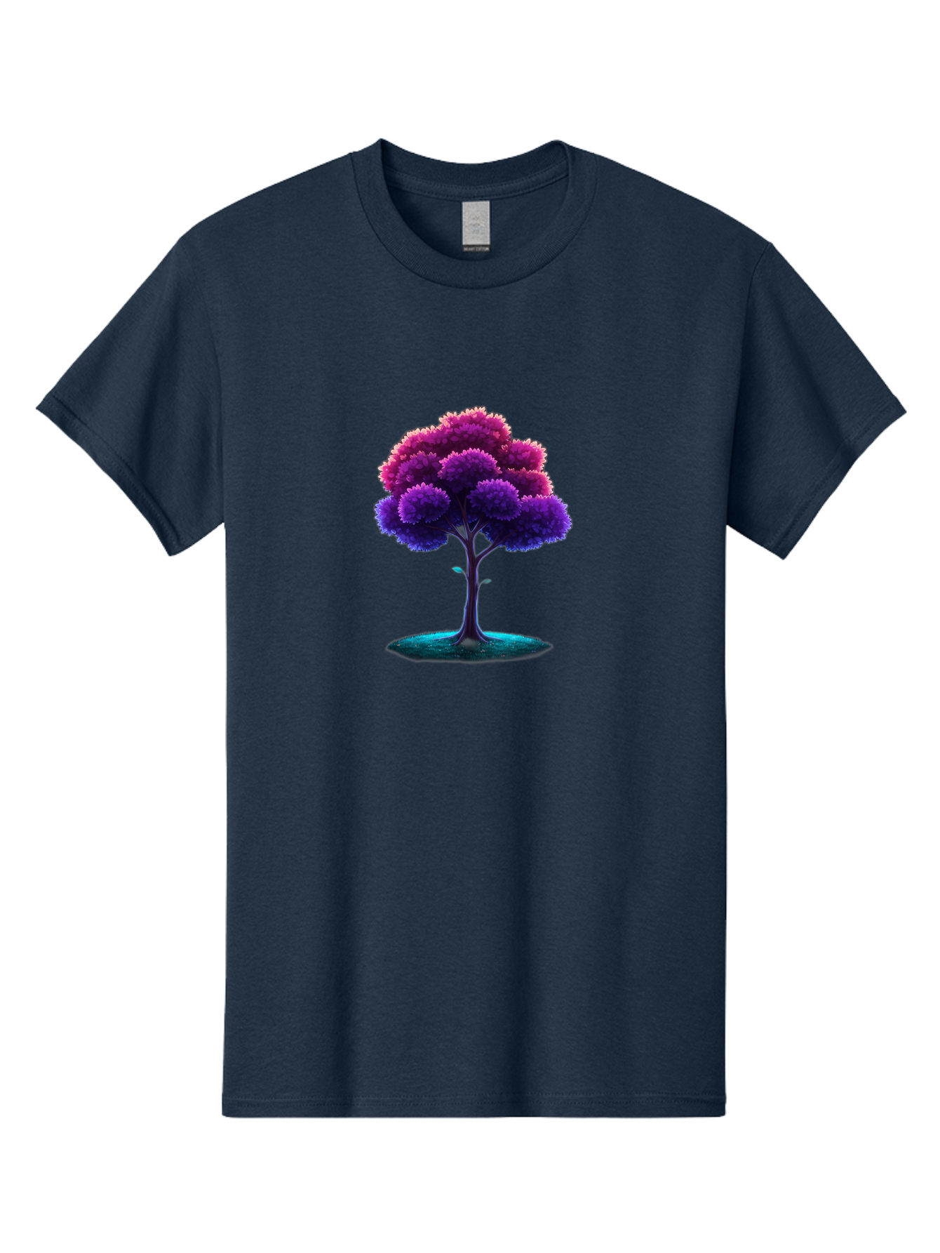 Purple-Tree Men'S Graphic Tee, 100% Cotton, Comfortable Casual Summer Wear, Machine Washable, Purple Tree, Colorful Tree, Vibrant Foliage, Digital Art, Fantasy Tree, Artistic Representation, Nature-Inspired Graphics, Gradient Colors, Bab268