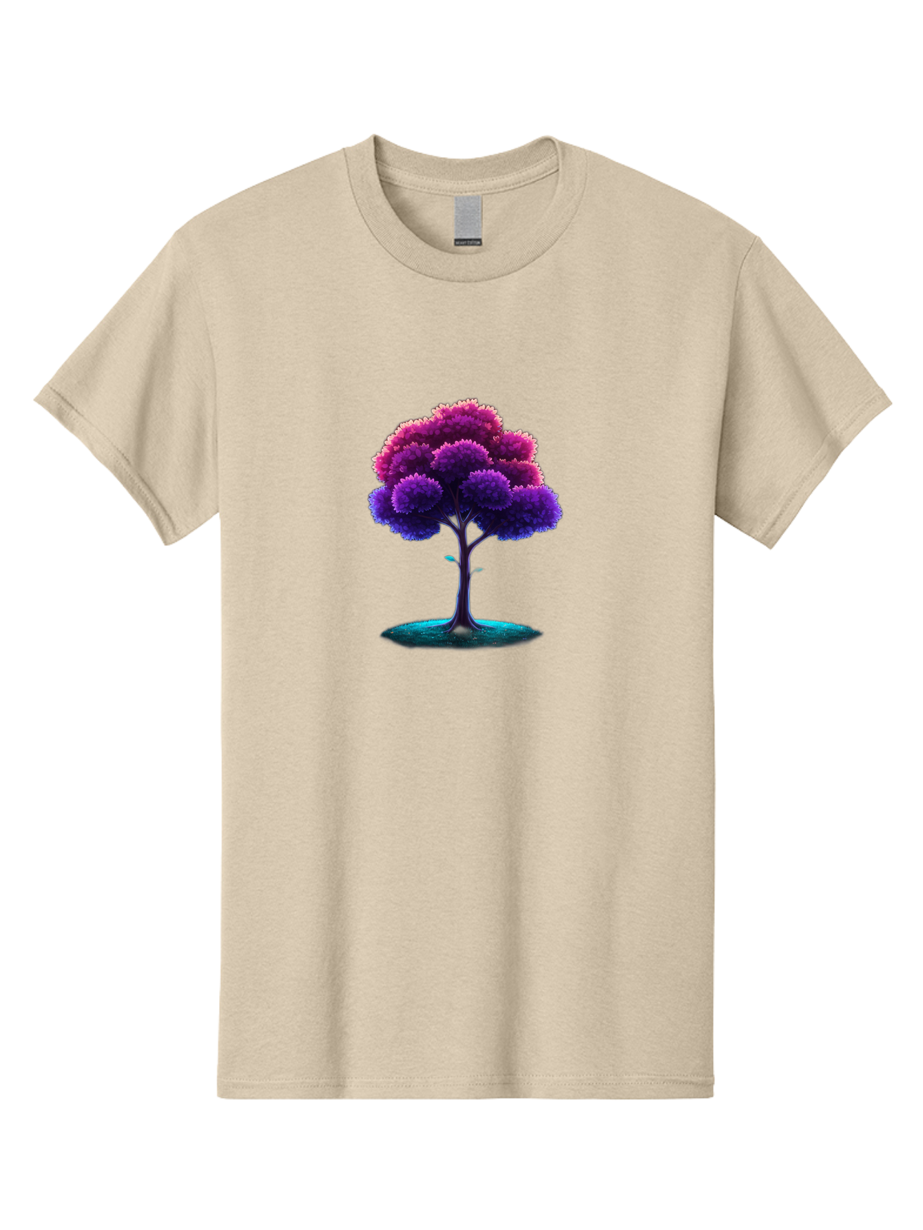 Purple-Tree Men'S Graphic Tee, 100% Cotton, Comfortable Casual Summer Wear, Machine Washable, Purple Tree, Colorful Tree, Vibrant Foliage, Digital Art, Fantasy Tree, Artistic Representation, Nature-Inspired Graphics, Gradient Colors, Bab268