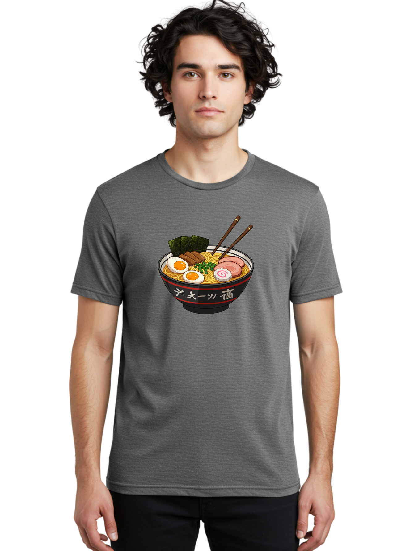 Ramen-10 Men'S Graphic Tee, 100% Cotton, Comfortable Casual Summer Wear, Machine Washable, Ramen Noodles, Japanese Cuisine, Savory Broth, Boiled Egg, Sliced Pork, Seaweed, Chopsticks, Asian Food, Noodle Soup Bab276