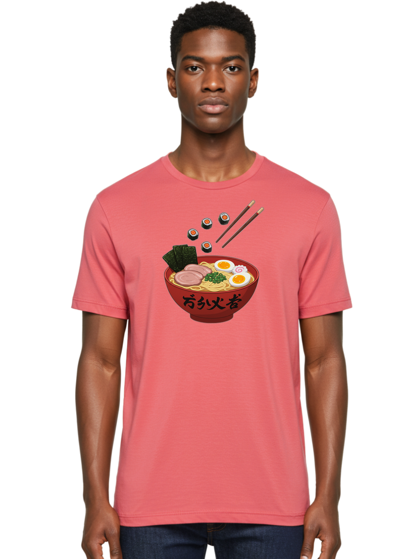 Ramen-11 Men'S Graphic Tee, 100% Cotton, Comfortable Casual Summer Wear, Machine Washable, Ramen Noodles, Japanese Cuisine, Savory Soup, Boiled Egg, Sliced Meat, Seaweed, Sushi Rolls, Chopsticks, Naruto, Asian Food, Noodle Bowl Bab277