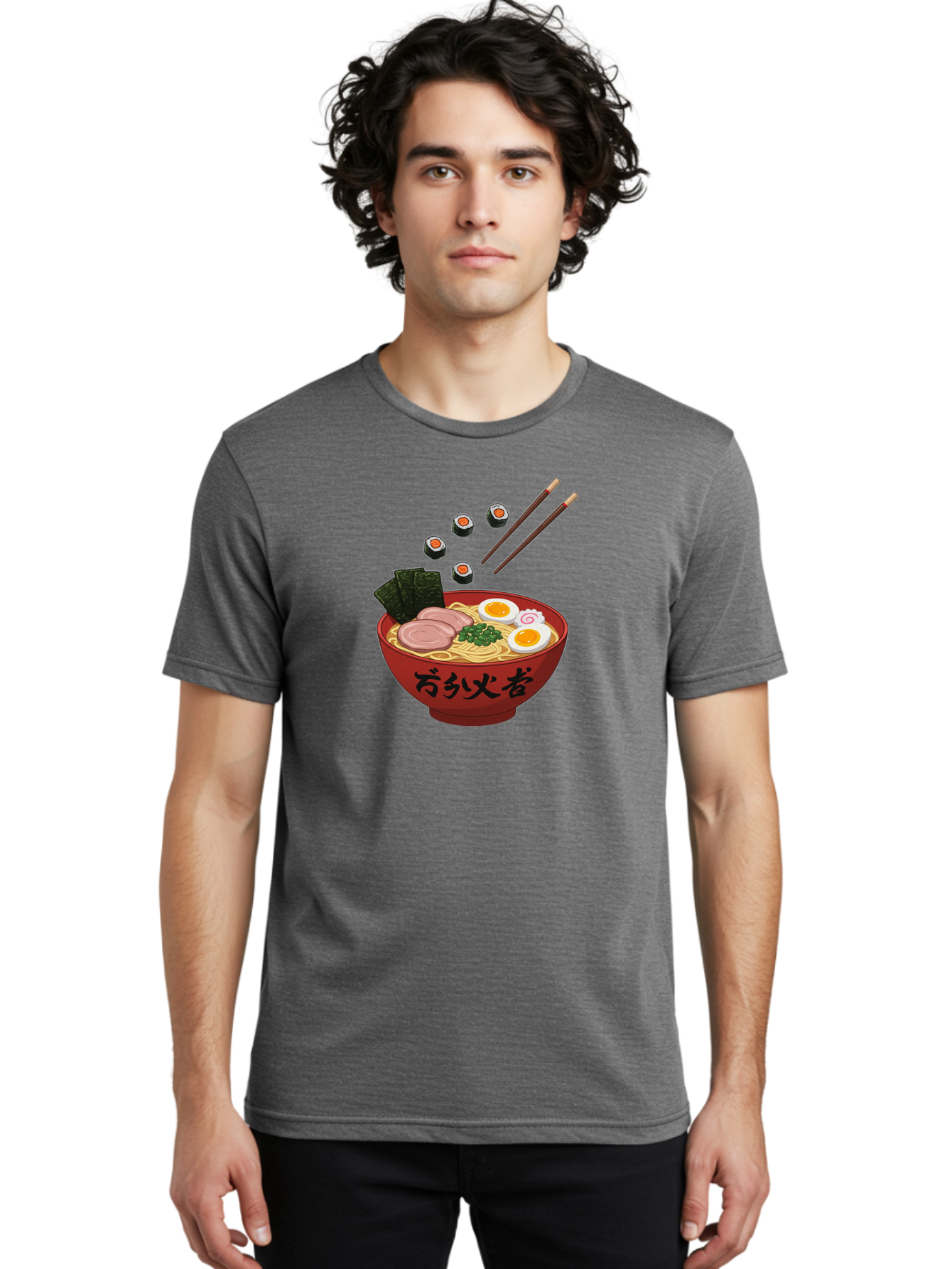 Ramen-11 Men'S Graphic Tee, 100% Cotton, Comfortable Casual Summer Wear, Machine Washable, Ramen Noodles, Japanese Cuisine, Savory Soup, Boiled Egg, Sliced Meat, Seaweed, Sushi Rolls, Chopsticks, Naruto, Asian Food, Noodle Bowl Bab277