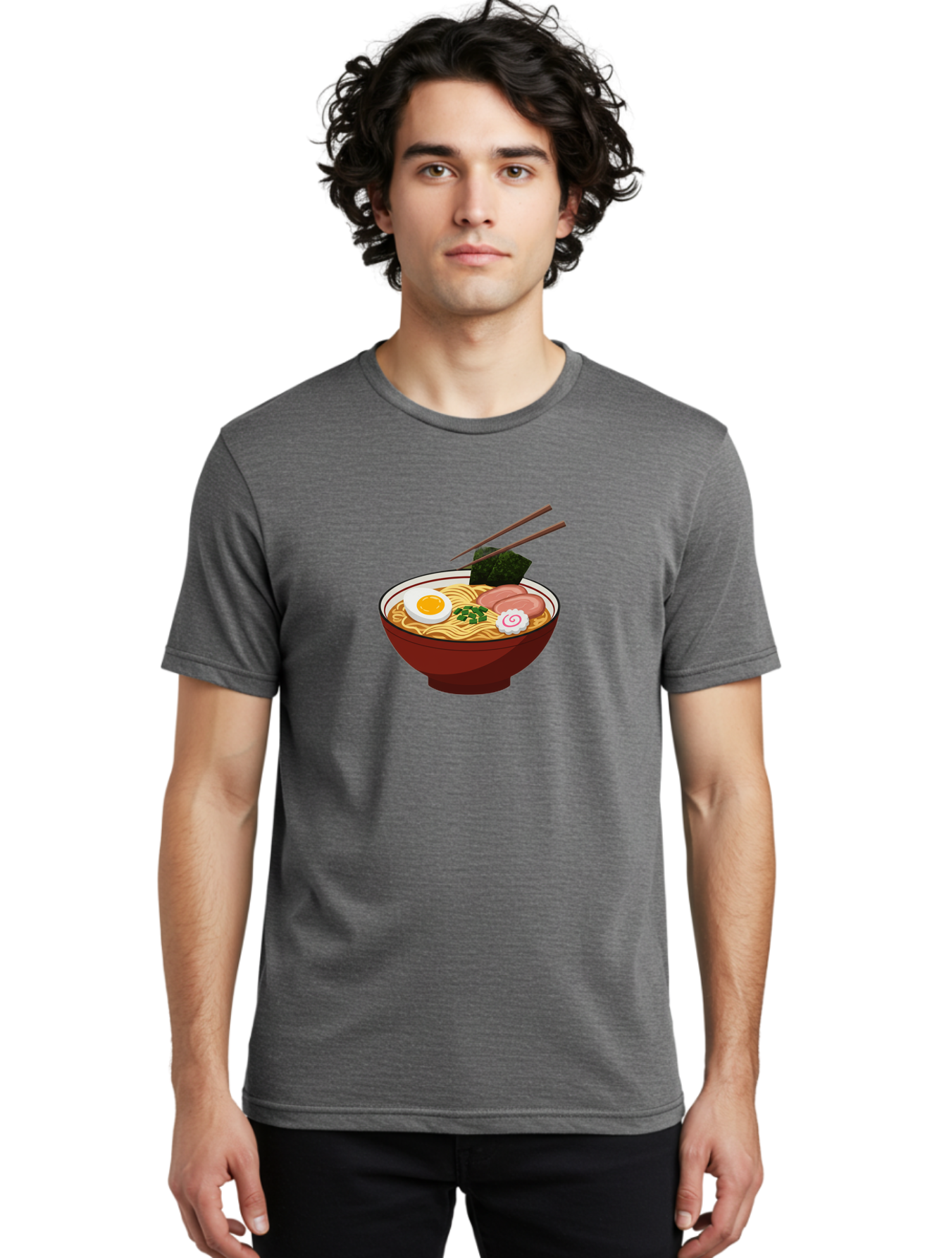Ramen-12 Men'S Graphic Tee, 100% Cotton, Comfortable Casual Summer Wear, Machine Washable, Ramen Noodles, Boiled Egg, Sliced Pork, Seaweed, Green Onions, Narutomaki, Chopsticks, Japanese Cuisine, Noodle Soup, Comfort Food Bab278