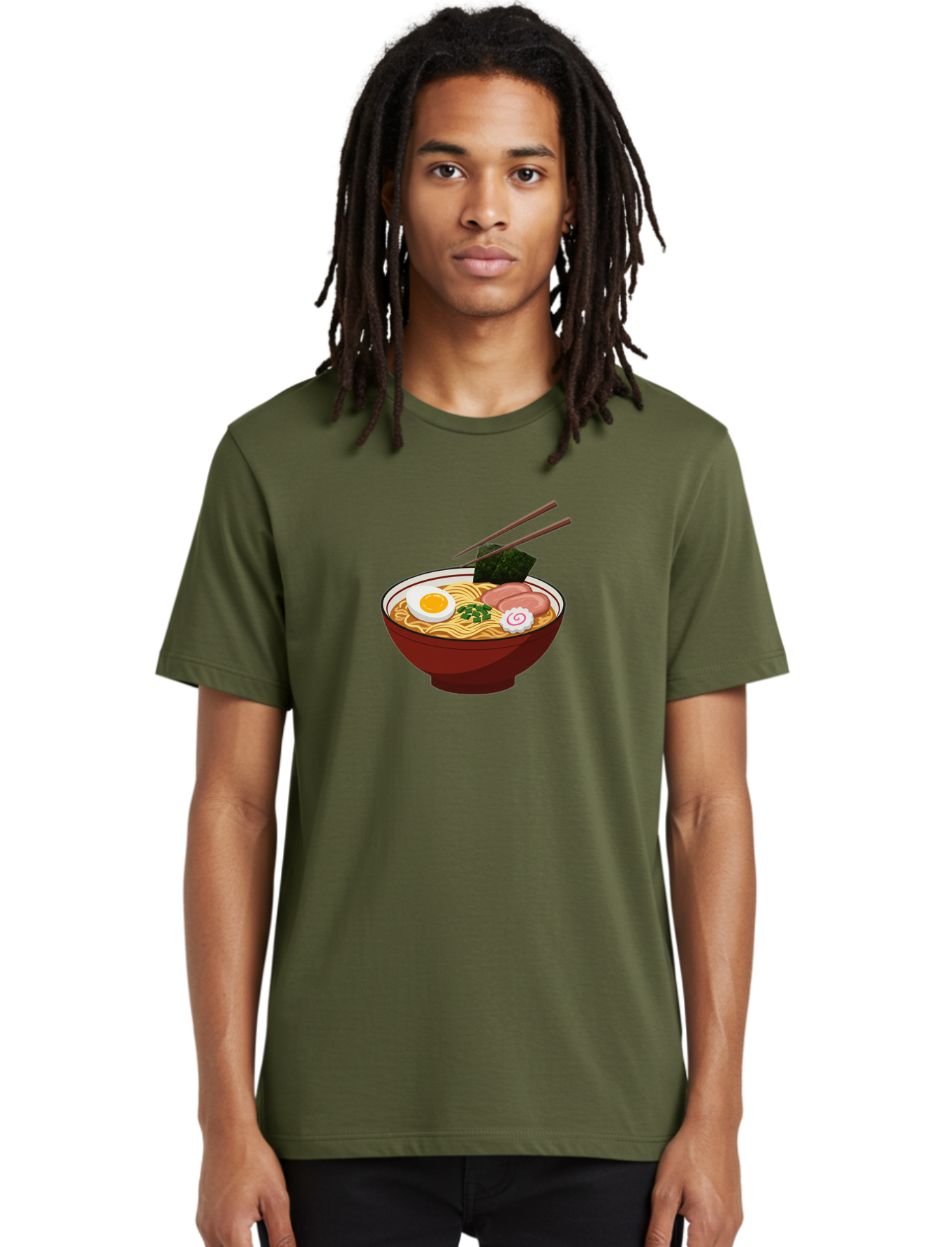 Ramen-12 Men'S Graphic Tee, 100% Cotton, Comfortable Casual Summer Wear, Machine Washable, Ramen Noodles, Boiled Egg, Sliced Pork, Seaweed, Green Onions, Narutomaki, Chopsticks, Japanese Cuisine, Noodle Soup, Comfort Food Bab278