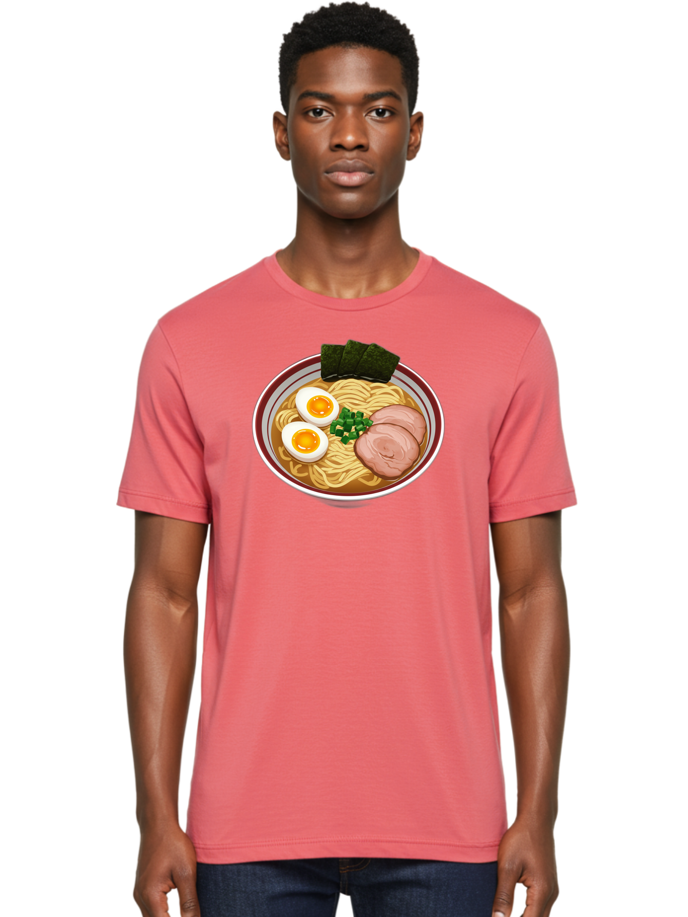 Ramen-13 Men'S Graphic Tee, 100% Cotton, Comfortable Casual Summer Wear, Machine Washable, Bowl Of Ramen, Steaming Hot Noodles, Sliced Pork, Soft-Boiled Egg, Seaweed, Green Onions, Savory Broth, Japanese Cuisine, Comforting Dish, Noodle Soup Bab279