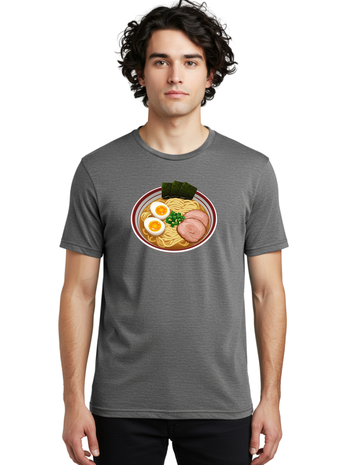 Ramen-13 Men'S Graphic Tee, 100% Cotton, Comfortable Casual Summer Wear, Machine Washable, Bowl Of Ramen, Steaming Hot Noodles, Sliced Pork, Soft-Boiled Egg, Seaweed, Green Onions, Savory Broth, Japanese Cuisine, Comforting Dish, Noodle Soup Bab279