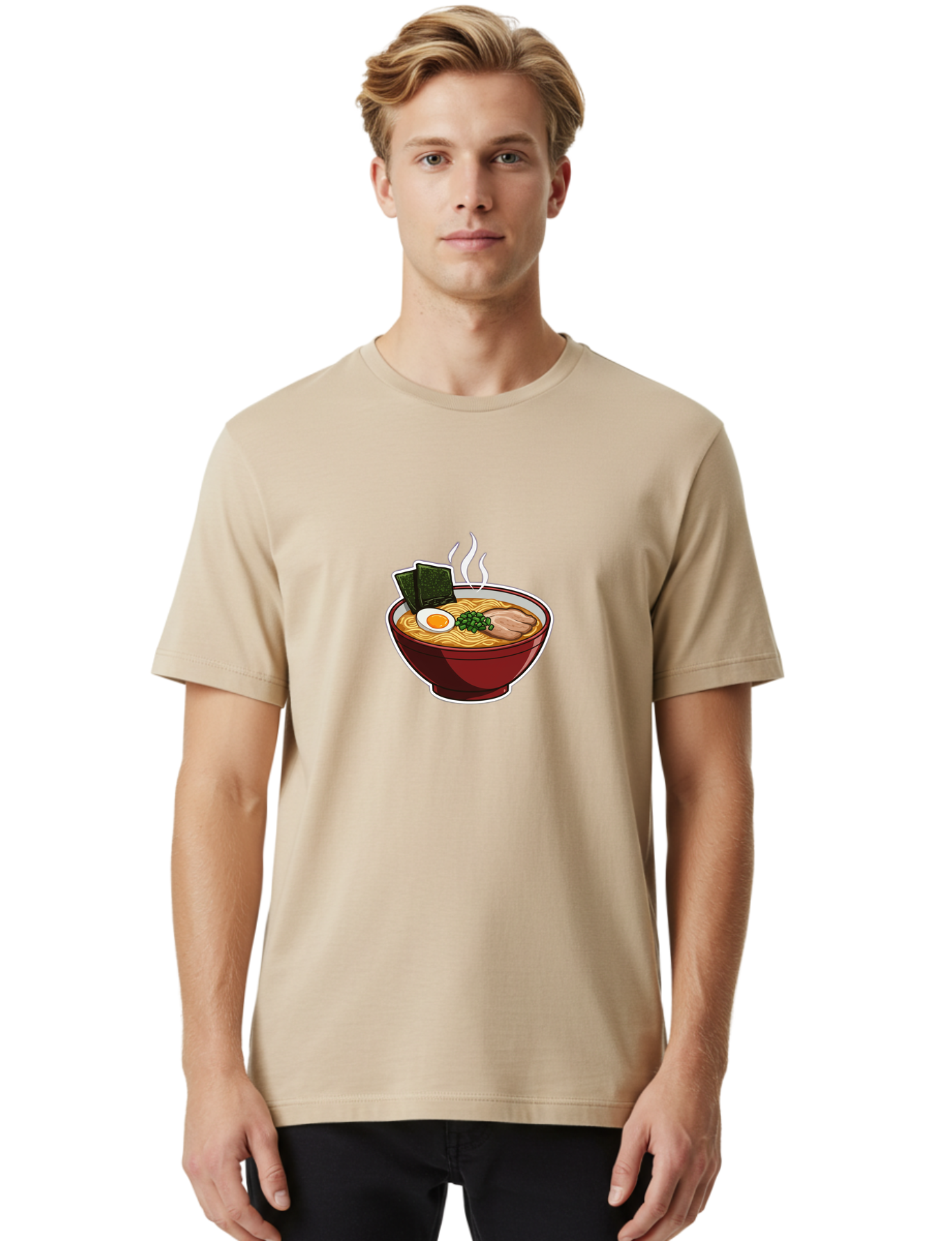 Ramen-15 Men'S Graphic Tee, 100% Cotton, Comfortable Casual Summer Wear, Machine Washable, Steaming Hot Ramen, Japanese Noodle Soup, Boiled Egg, Green Onions, Slices Of Pork, Seaweed, Savory Broth, Asian Cuisine, Comfort Food, Noodle Dishes Bab281