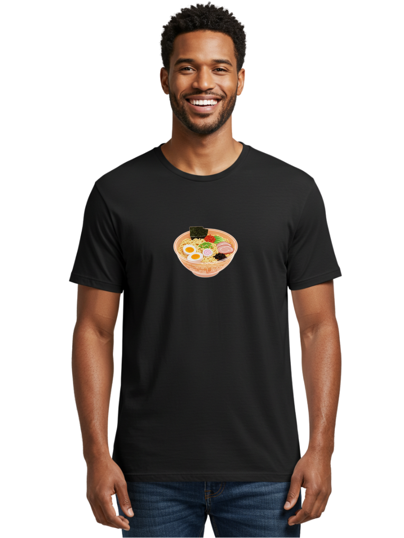 Ramen-2 Men'S Graphic Tee, 100% Cotton, Comfortable Casual Summer Wear, Machine Washable, Steaming Bowl Of Ramen, Noodles, Boiled Egg, Sliced Pork, Green Onions, Seaweed, Red Pepper, Savory Dish, Asian Cuisine, Comfort Food, Delicious Meal, Bab282
